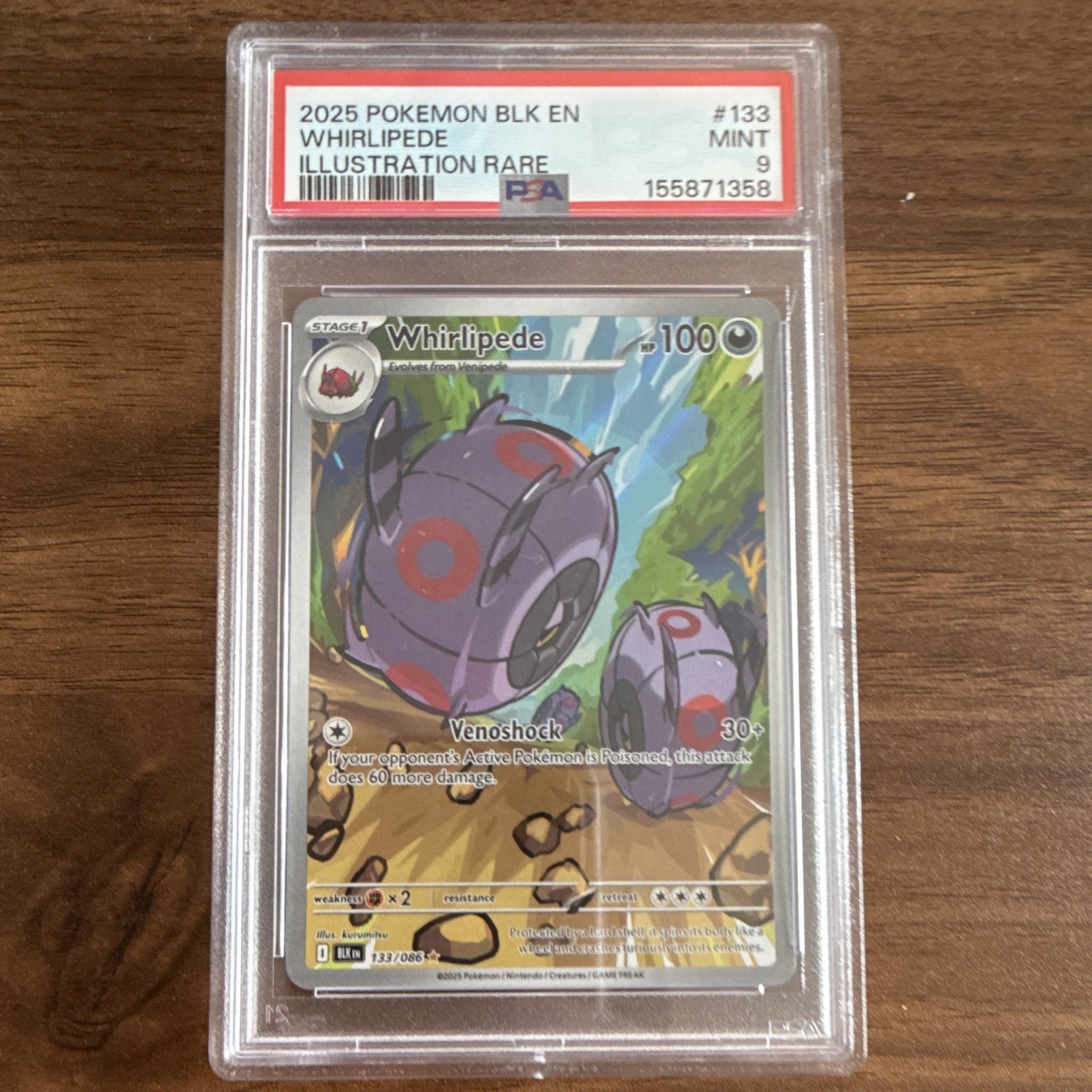 2025 Pokemon Blk EN-Black Bolt Whirlipede Illustration Rare 133