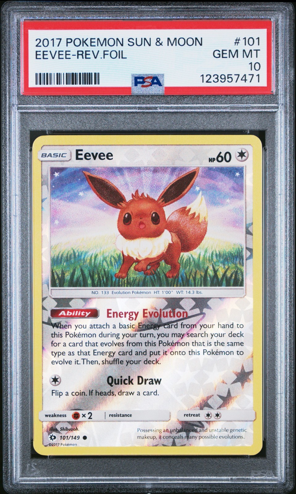 2017 Pokemon Sun & Moon Eevee-Reverse Foil 101