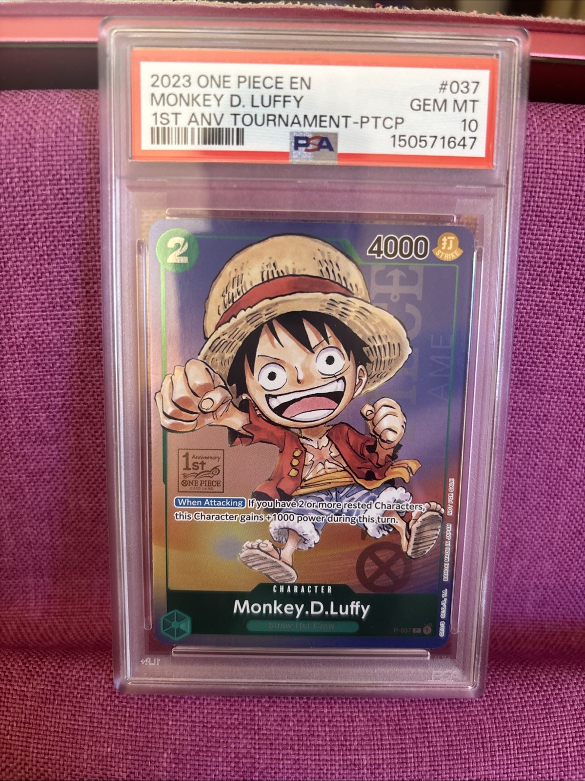 2023 One Piece Promos Monkey D. Luffy 1st Anniversary Tournament-Participation 037