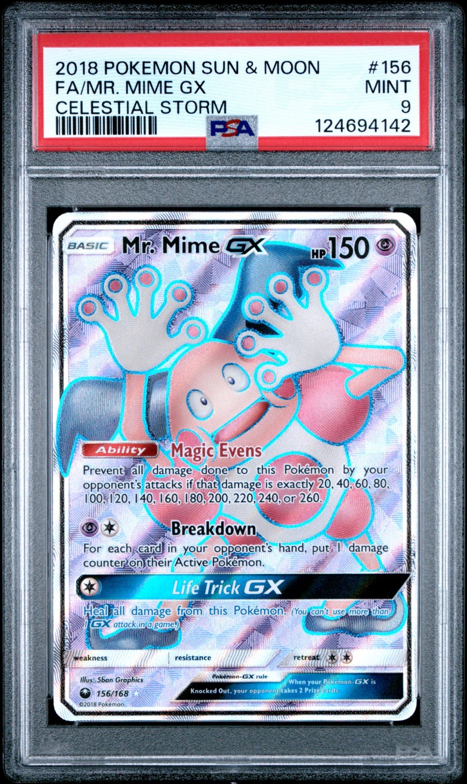 2018 Pokemon Sun & Moon Celestial Storm Full Art/Mr. Mime GX 156