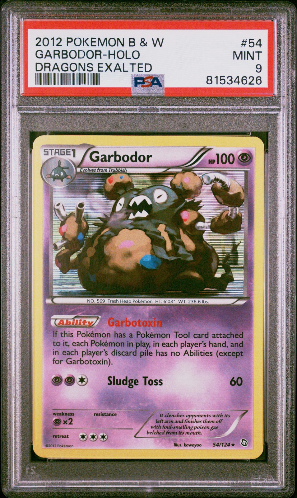 2012 Pokemon Black & White Dragons Exalted Garbodor-Holo 54