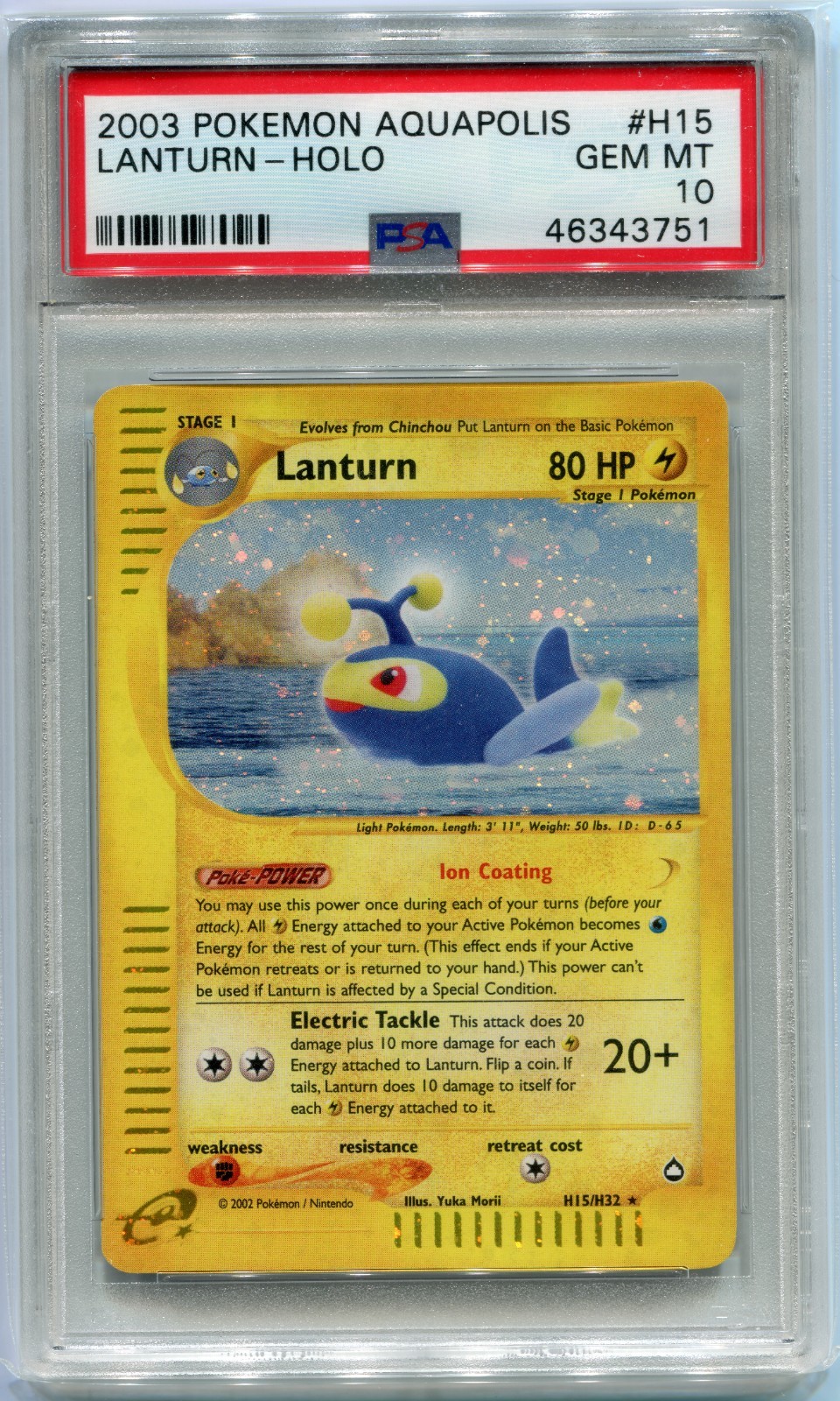 2003 Pokemon Aquapolis Lanturn-Holo H15
