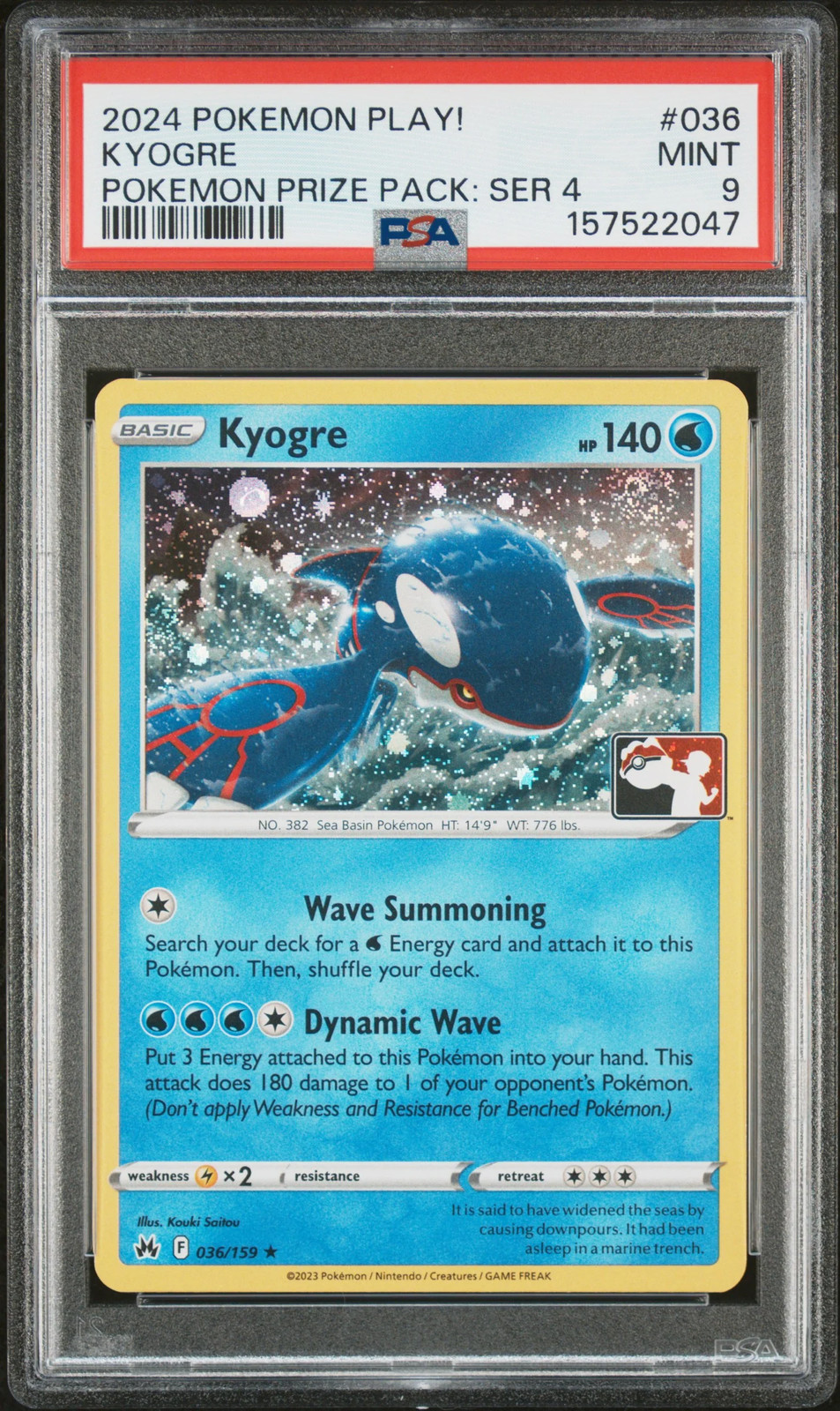 2024 Pokemon Play! Pokemon Prize Pack: Series 4 Kyogre 036