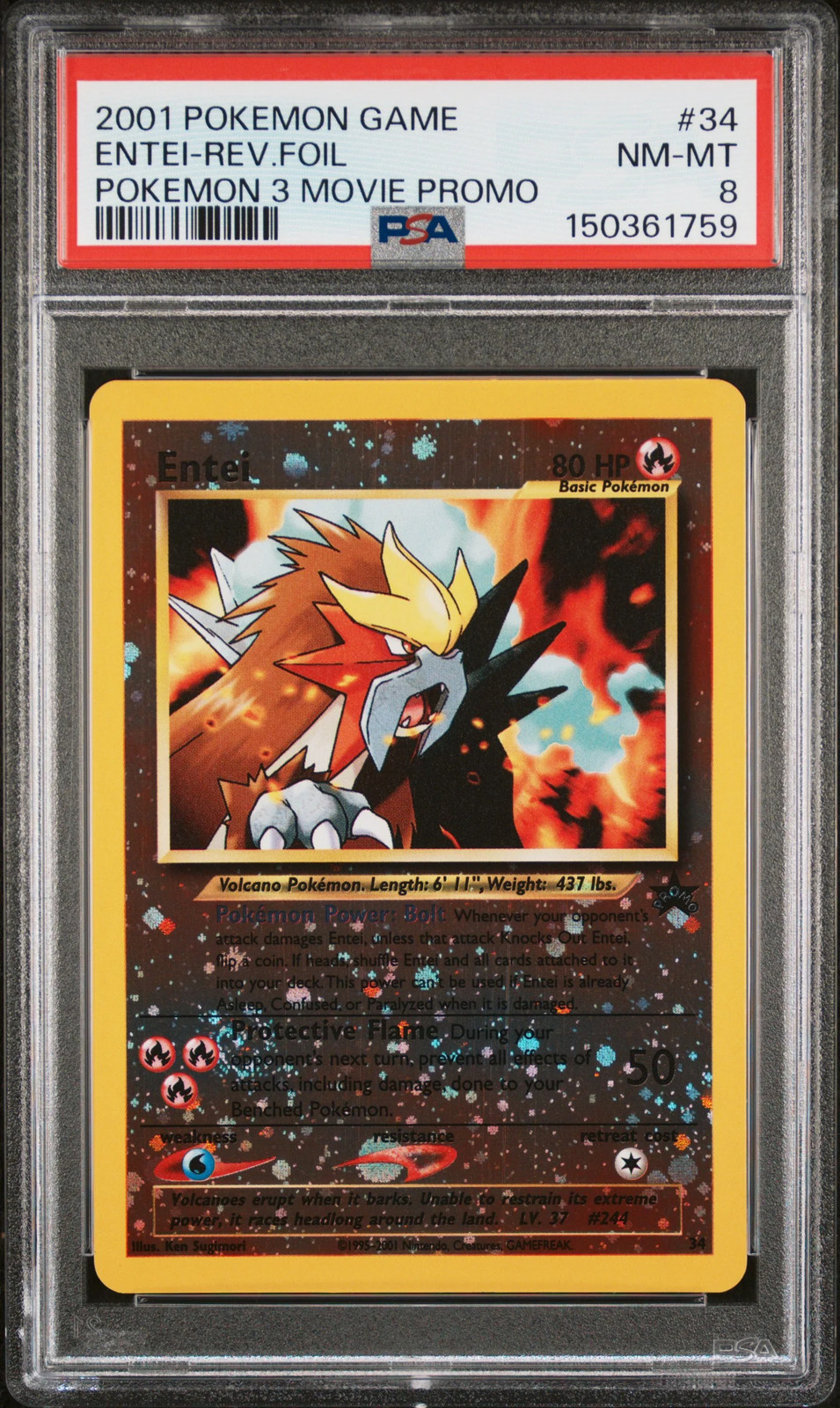 2001 Pokemon Game Movie Entei-Reverse Foil Pokemon 3 Movie Promo 34