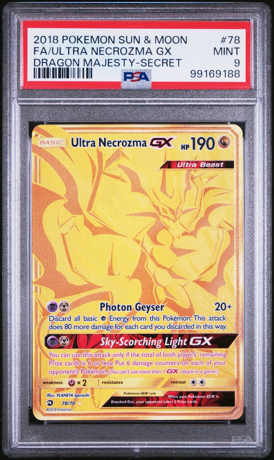 2018 Pokemon Sun & Moon Dragon Majesty Full Art/Ultra Necrozma GX Secret 78