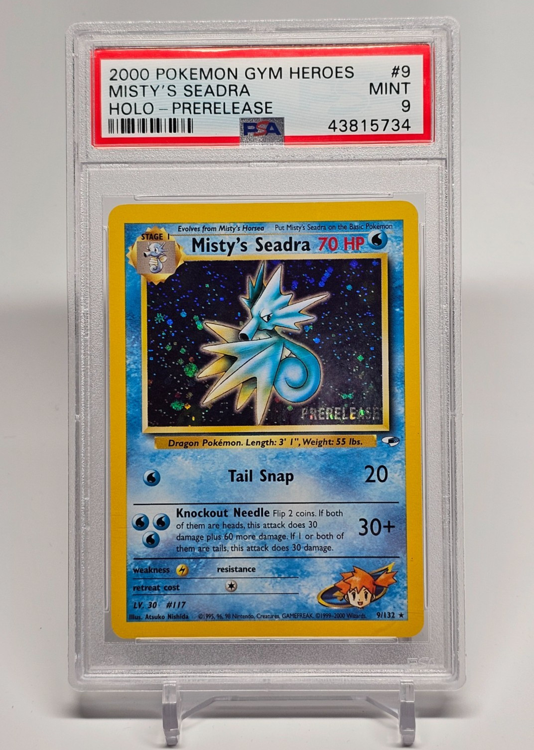 2000 Pokemon Gym Heroes Misty's Seadra Holo-Prerelease 9