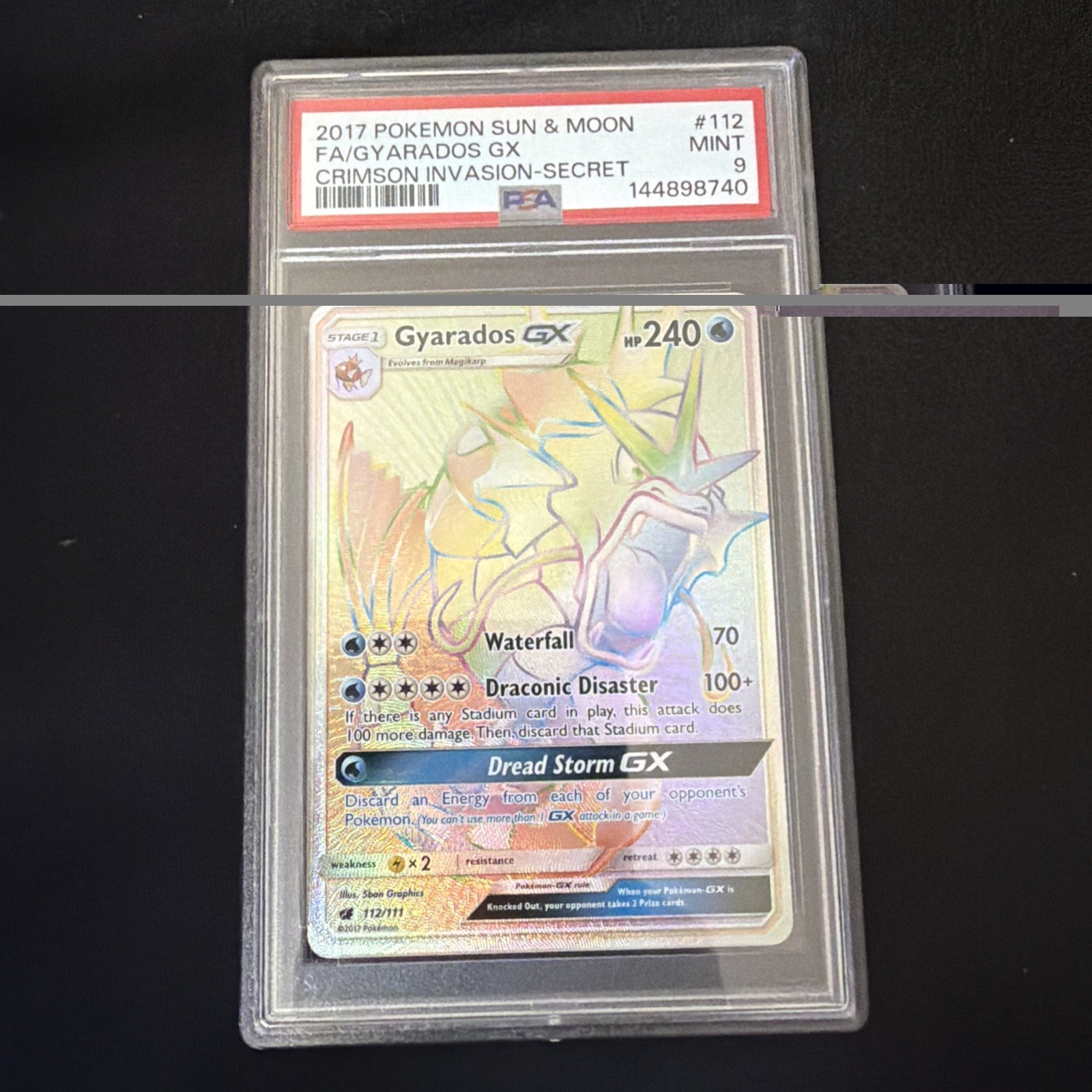 2017 Pokemon Sun & Moon Crimson Invasion Full Art/Gyarados GX Secret 112