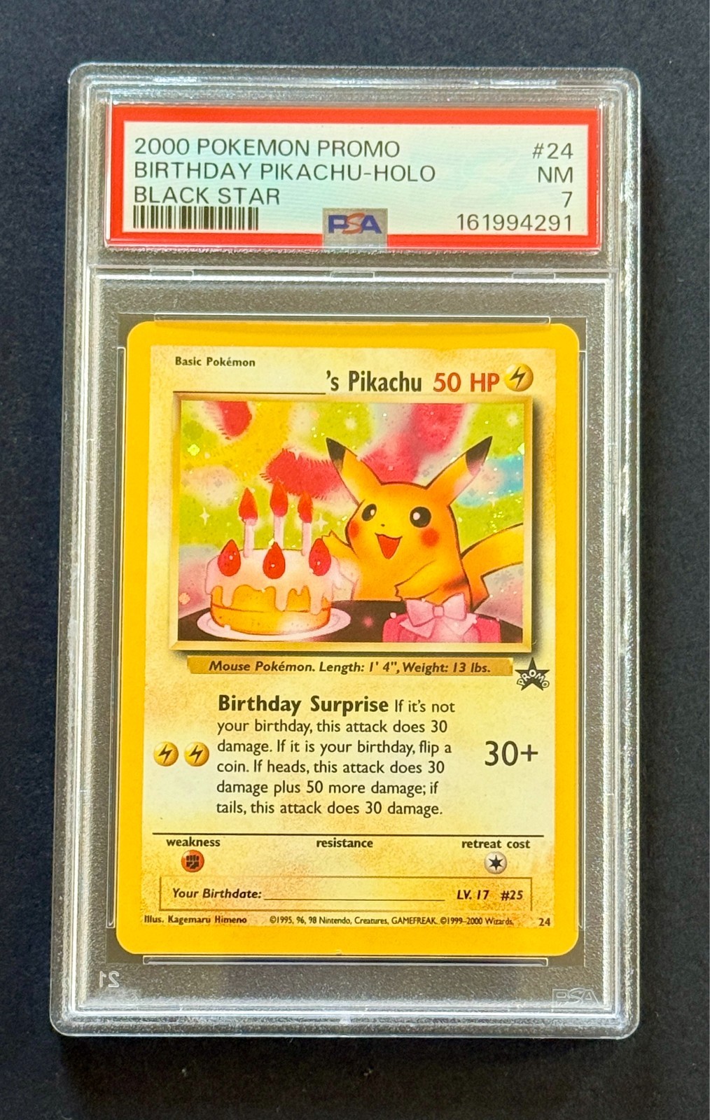 2000 Pokemon Promo Black Star Birthday Pikachu-Holo 24