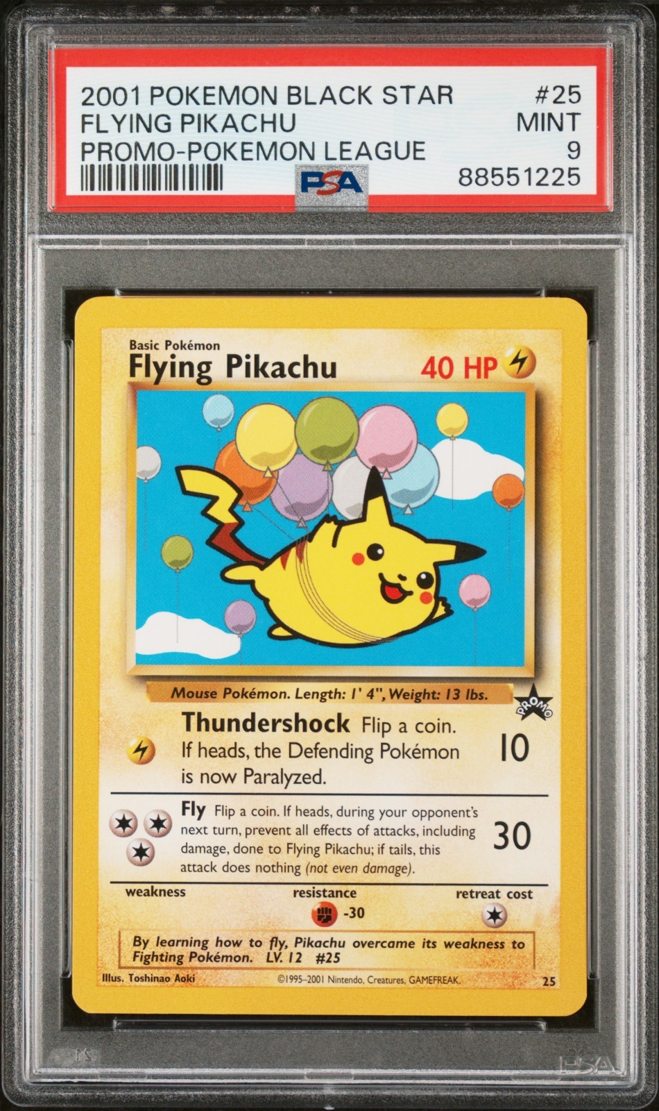 2001 Pokemon Promo Black Star Flying Pikachu Pokemon League 25