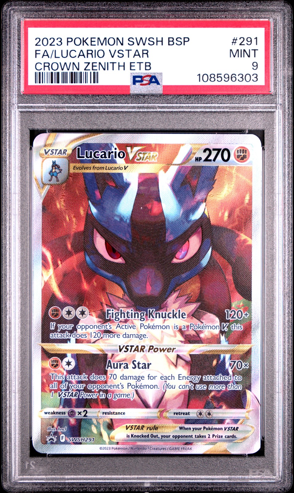 2023 Pokemon Swsh Black Star Promo Full Art/Lucario Vstar Crown Zenith Elite Trainer Box 291