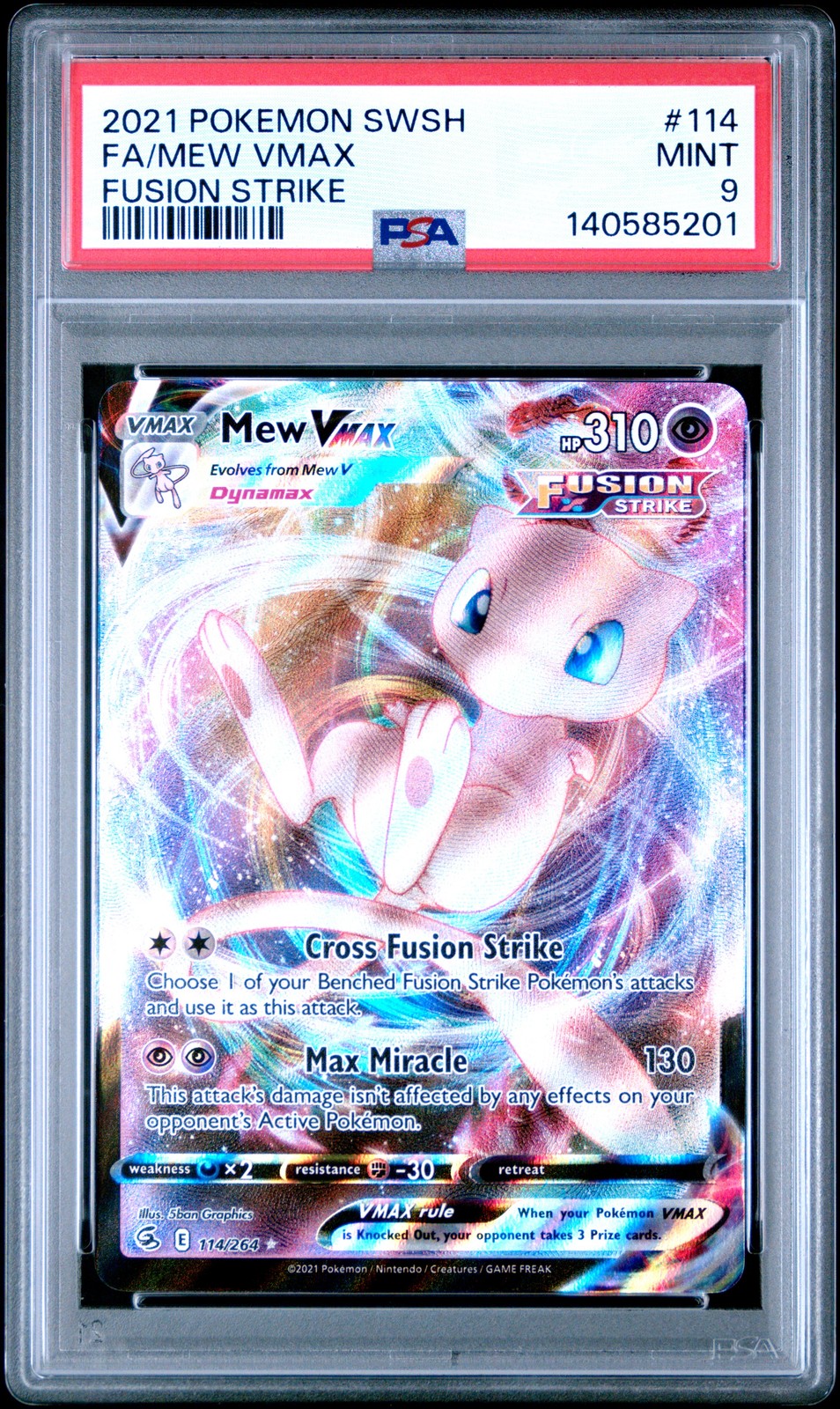 2021 Pokemon Sword & Shield Fusion Strike Full Art/Mew Vmax 114