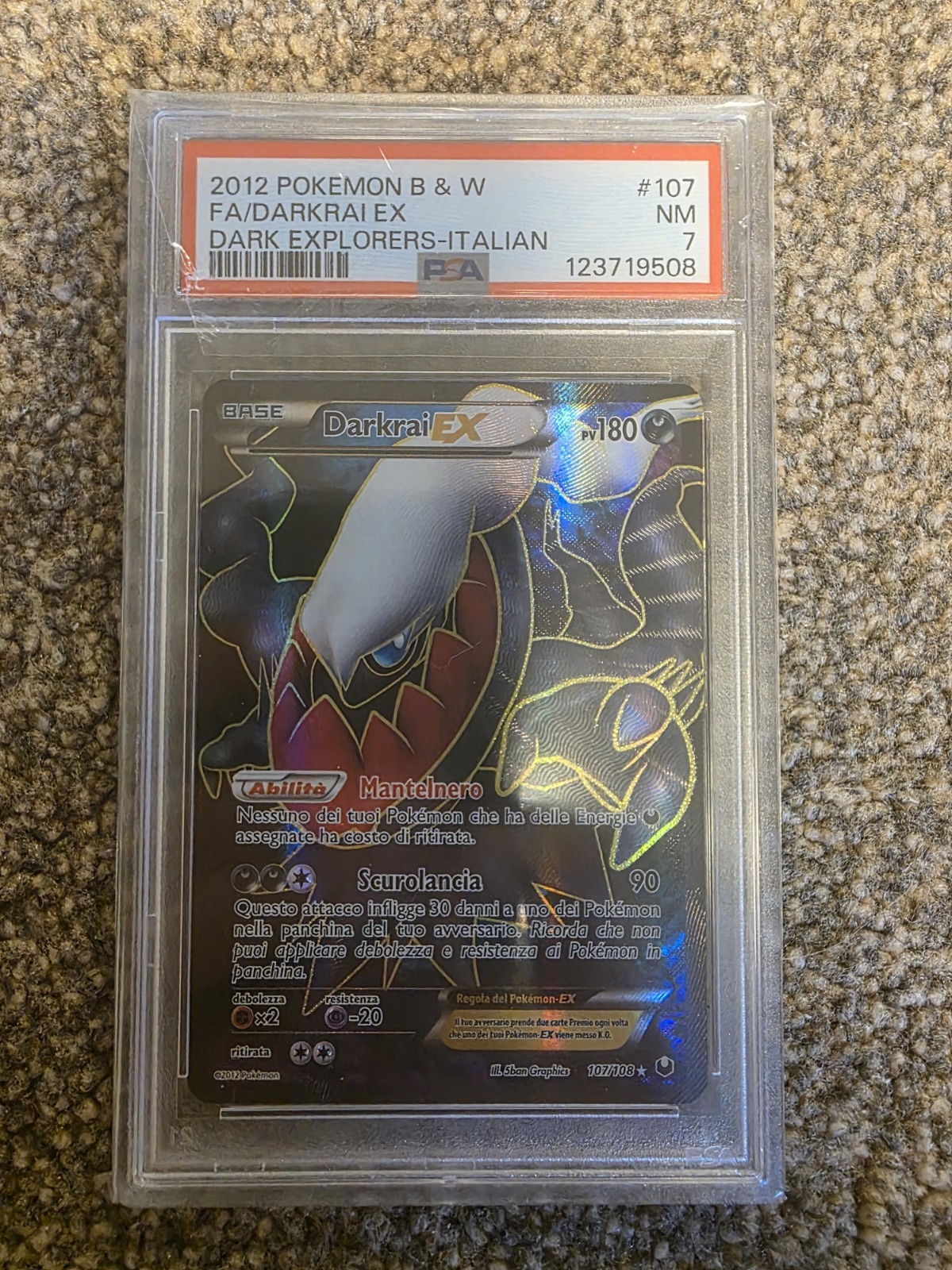 2012 Pokemon Black & White Dark Explorers Full Art/Darkrai EX Italian 107