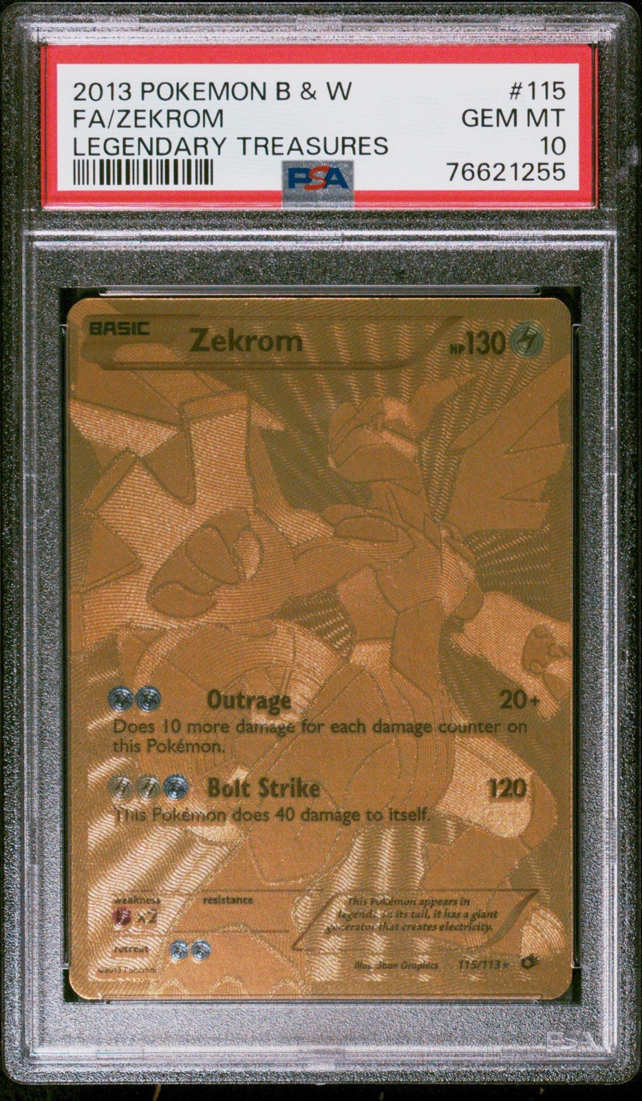 2013 Pokemon Black & White Legendary Treasures Full Art/Zekrom 115