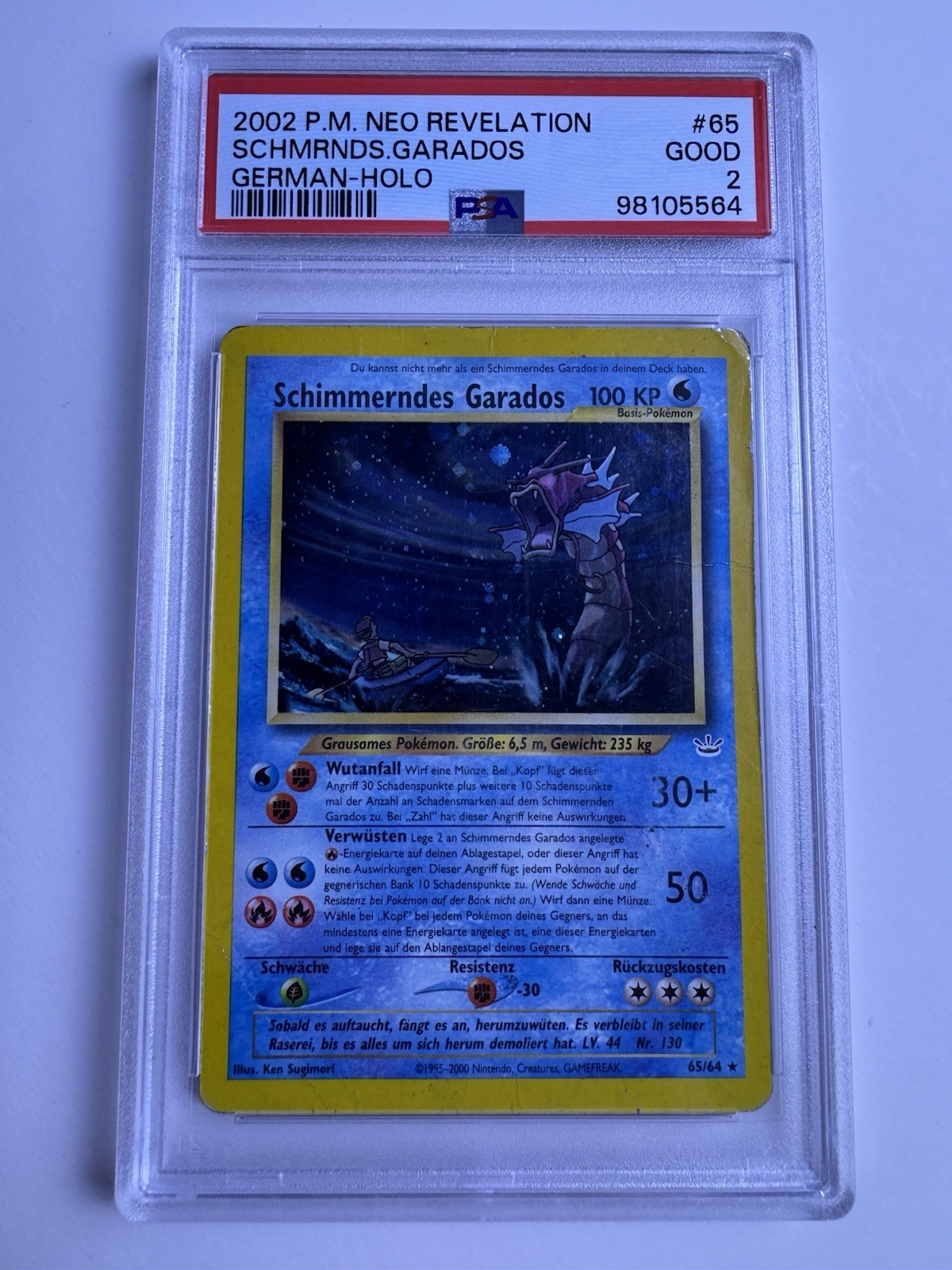 2002 Pokemon German Neo Revelation Schimmerndes Garados-Holo 65