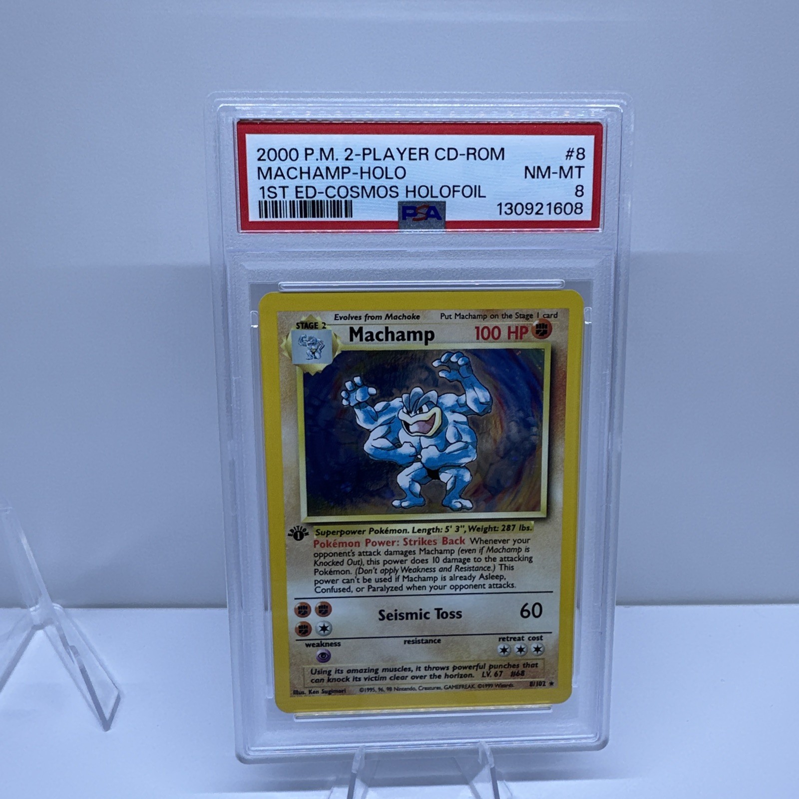 2000 Pokemon 2-Player CD-Rom Starter Set Machamp-Holo 1st Edition Cosmos Holofoil 8
