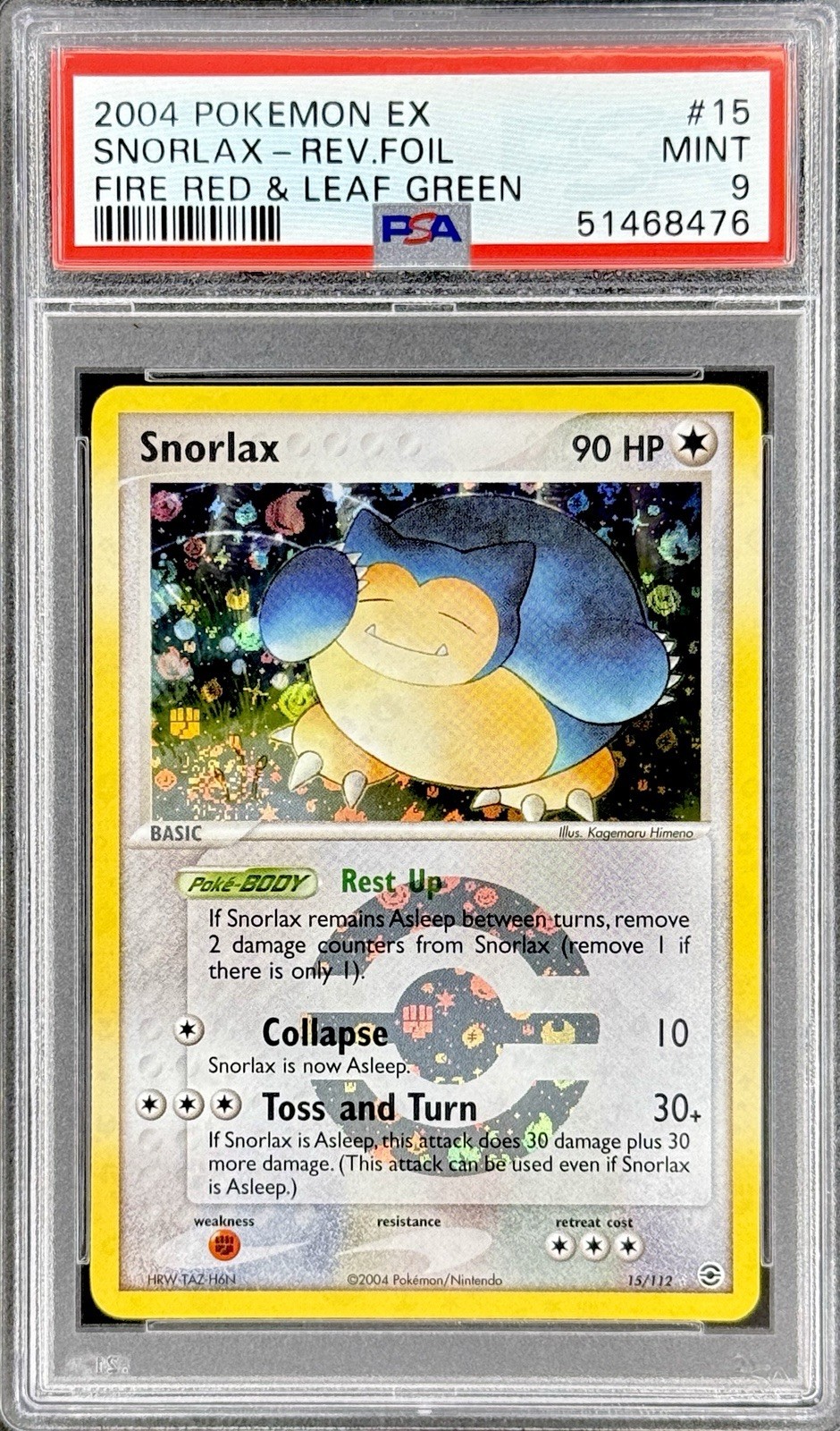 2004 Pokemon EX Fire Red & Leaf Green Snorlax-Reverse Foil 15