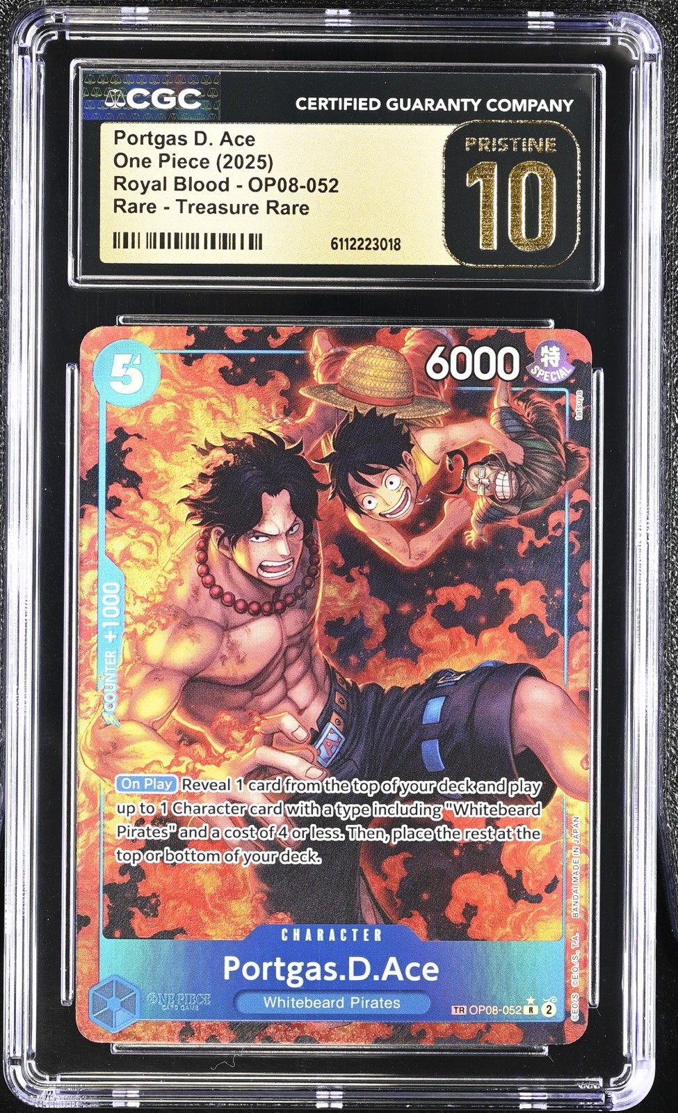 2025 Royal Blood (OP10) - English Portgas D. Ace R Treasure Rare (TR next to number) OP08-052