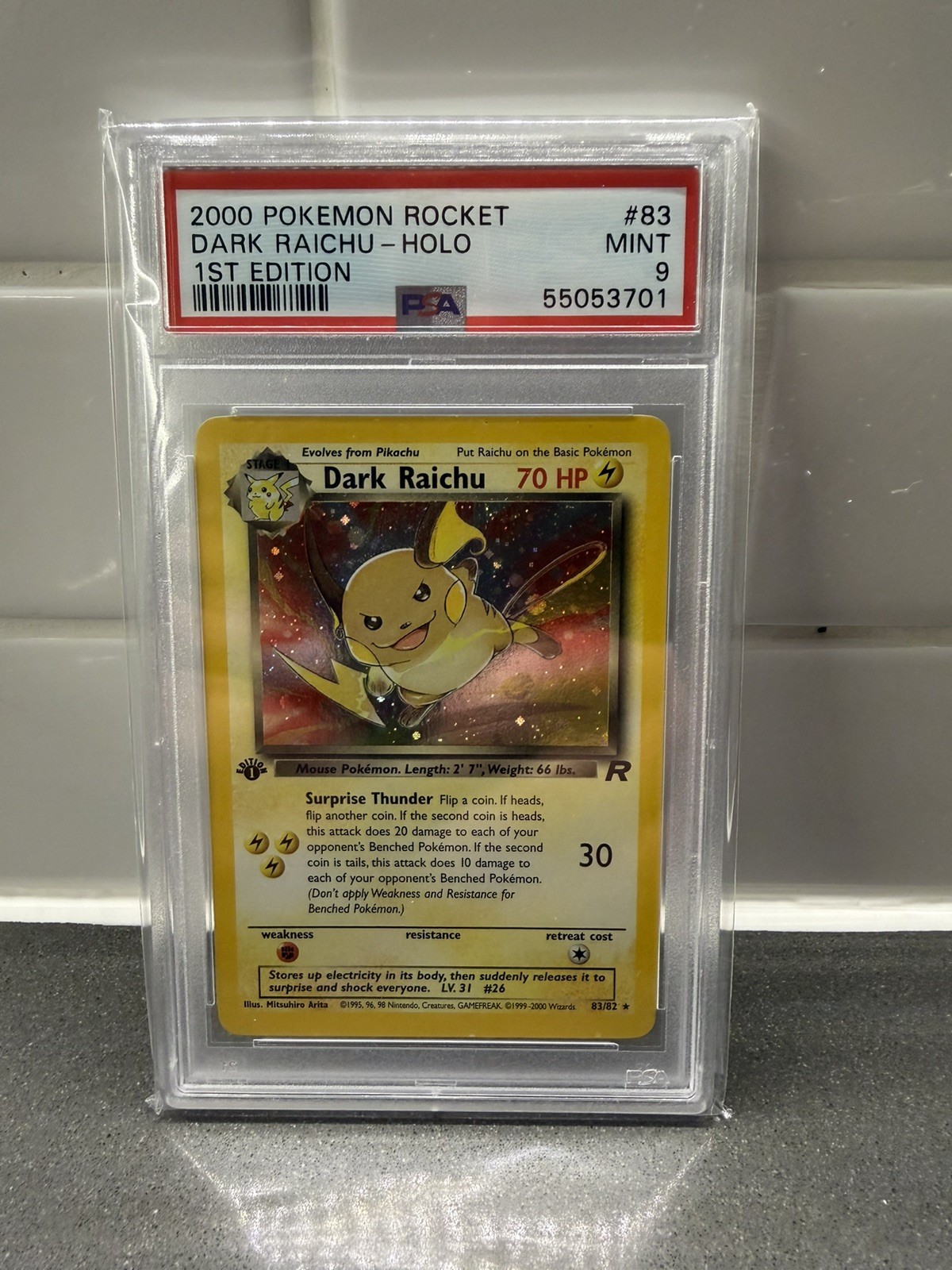 2000 Pokemon Rocket Dark Raichu-Holo 1st Edition 83