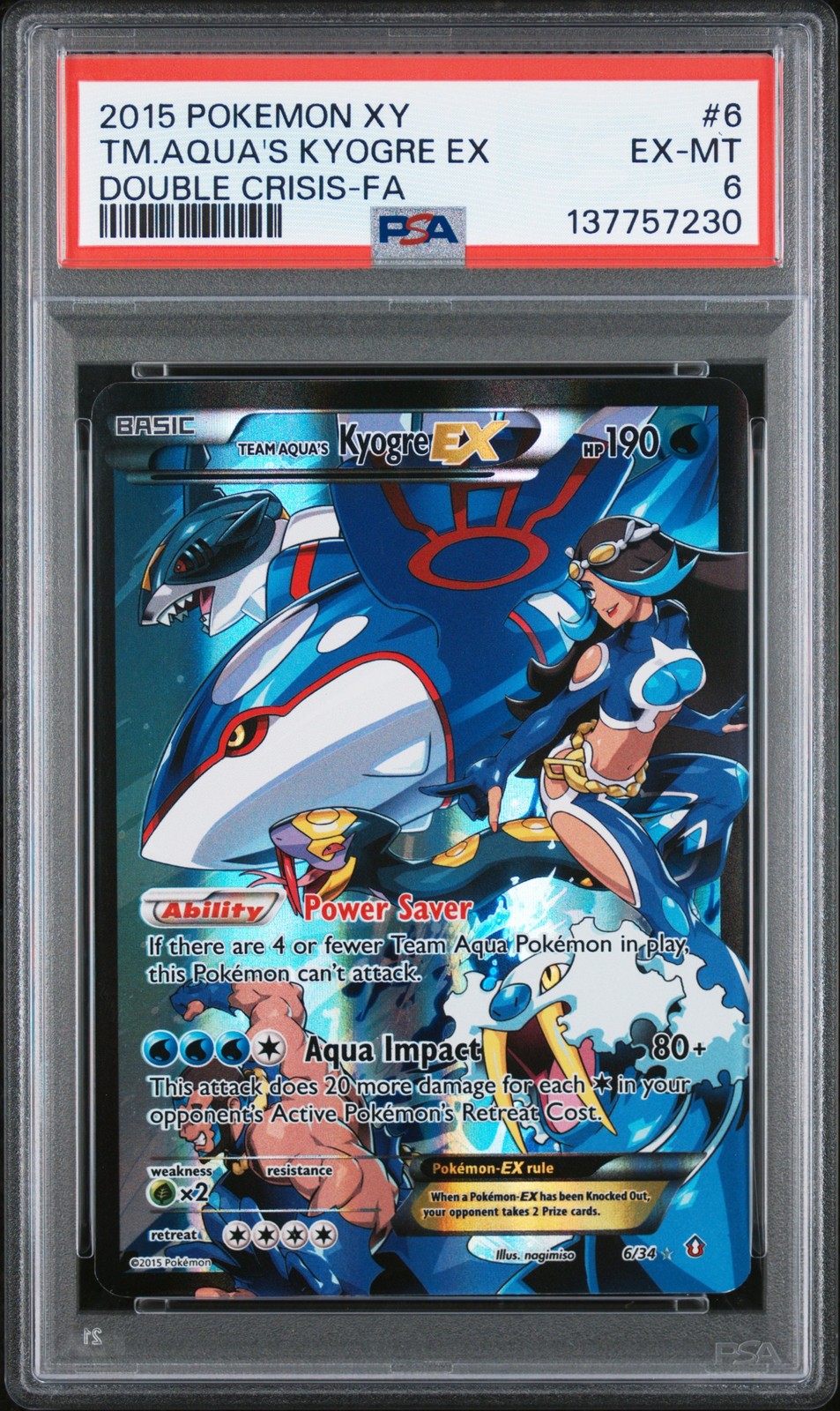 2015 Pokemon XY Double Crisis Full Art/Team Aqua's Kyogre EX 6
