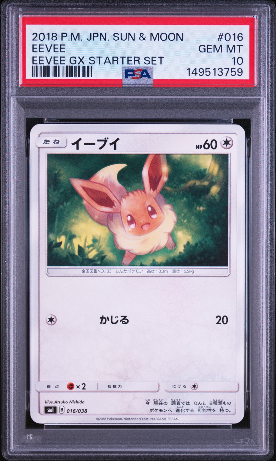 2018 Pokemon Japanese Sun & Moon Eevee GX Starter Set Eevee 016