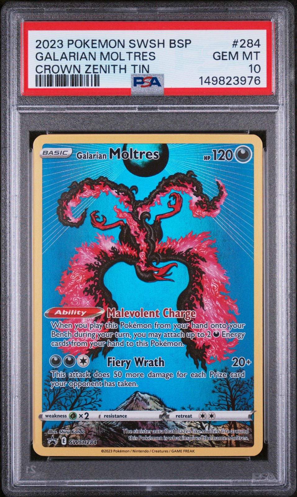 2023 Pokemon Swsh Black Star Promo Galarian Moltres Crown Zenith Tin 284