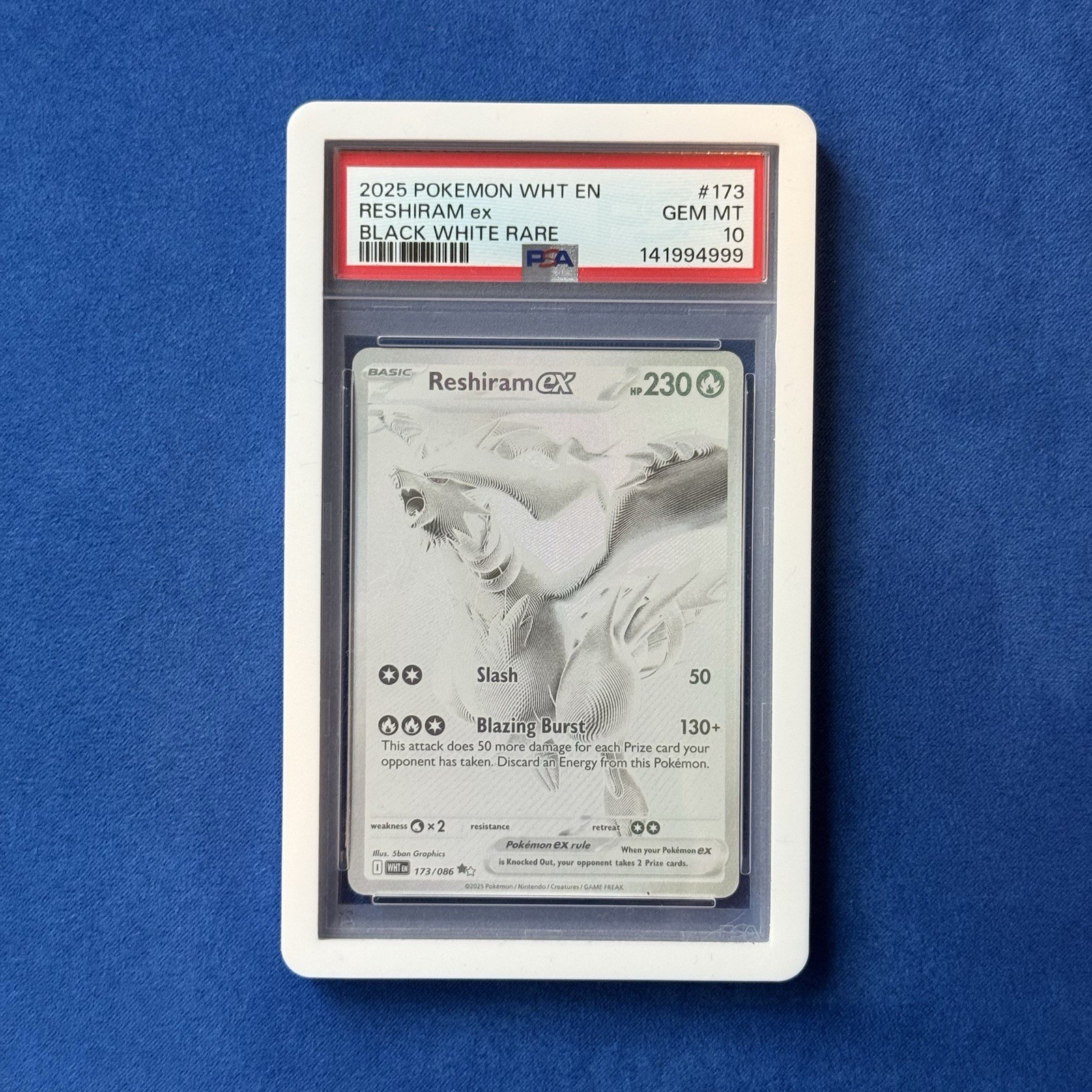 2025 Pokemon Wht EN-White Flare Reshiram EX Black White Rare 173