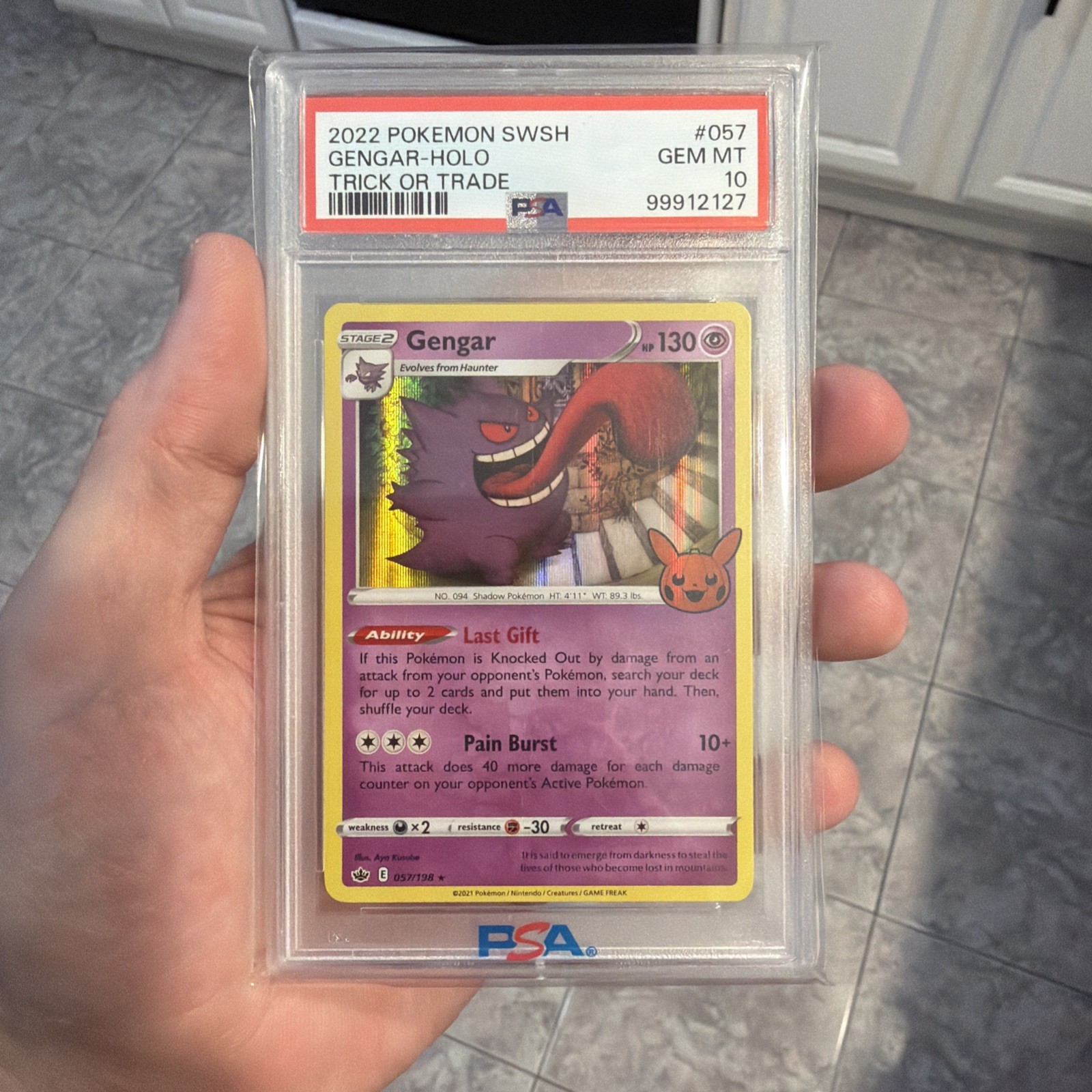 2021 Pokemon Sword & Shield Chilling Reign Gengar-Holo Trick or Trade 2022 057