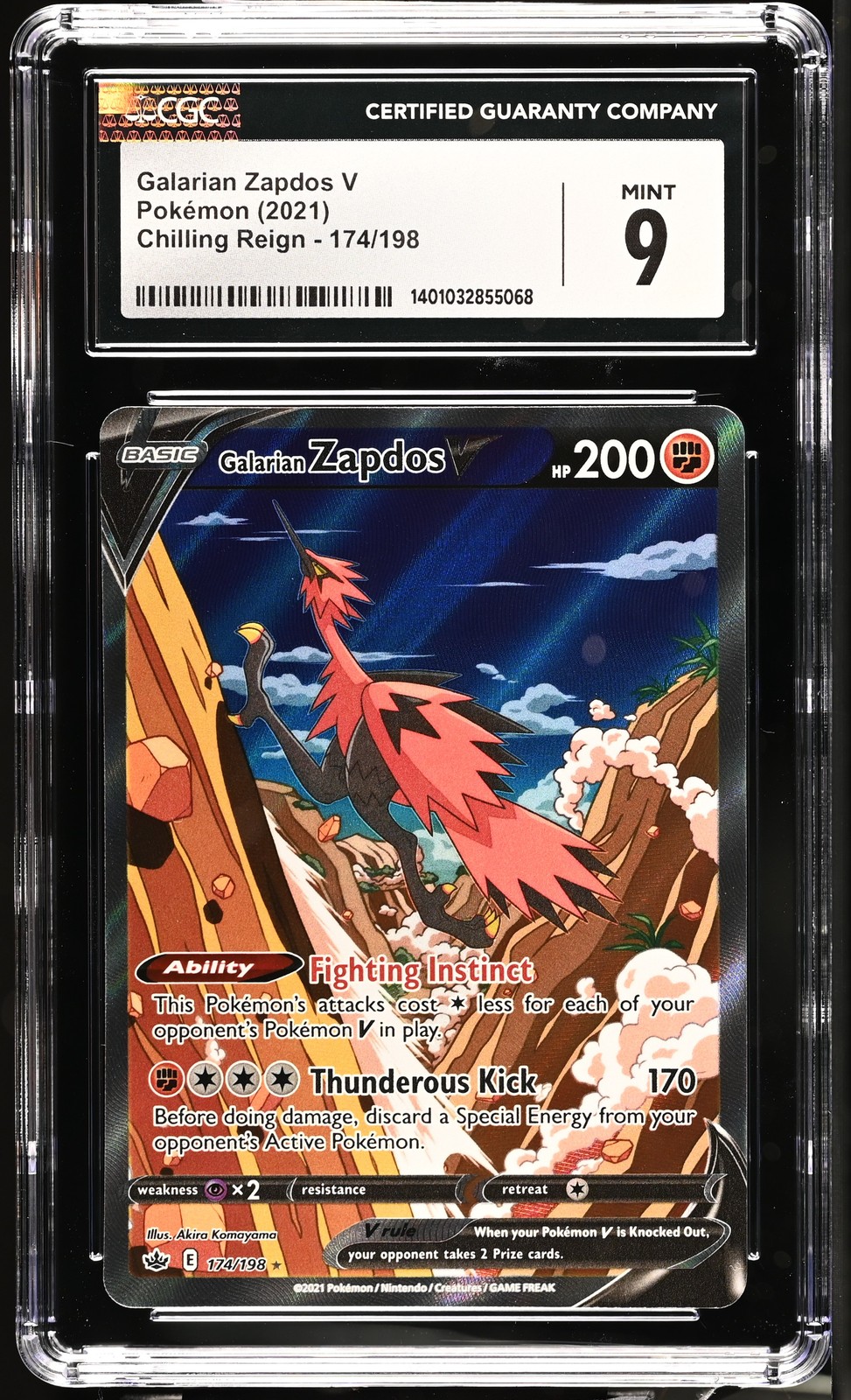 2021 Chilling Reign - English Galarian Zapdos V Ultra Rare Holo 174/198