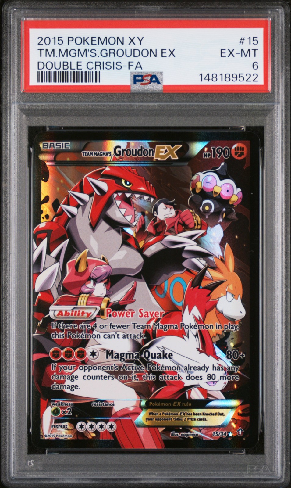 2015 Pokemon XY Double Crisis Full Art/Team Magma's Groudon EX 15