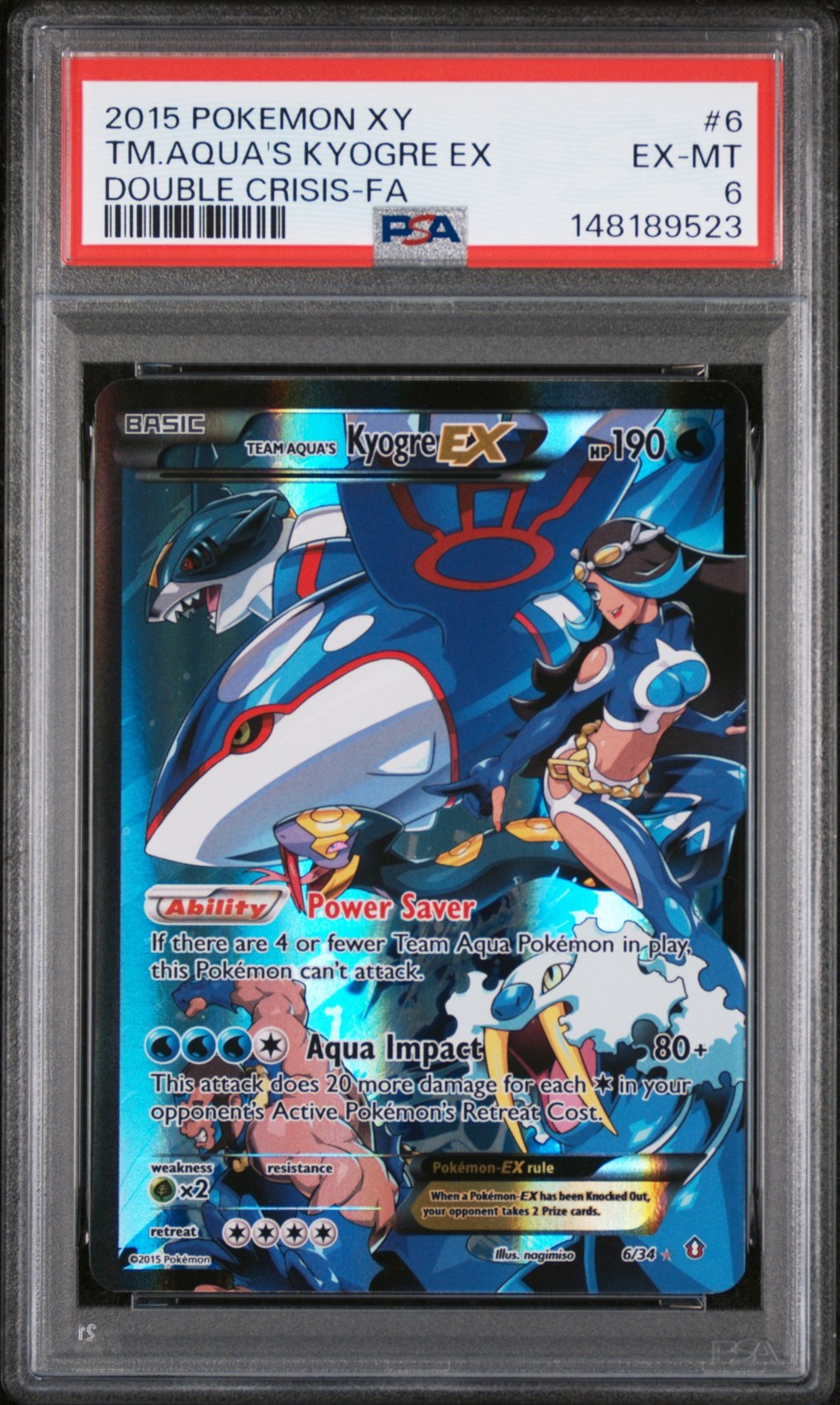 2015 Pokemon XY Double Crisis Full Art/Team Aqua's Kyogre EX 6