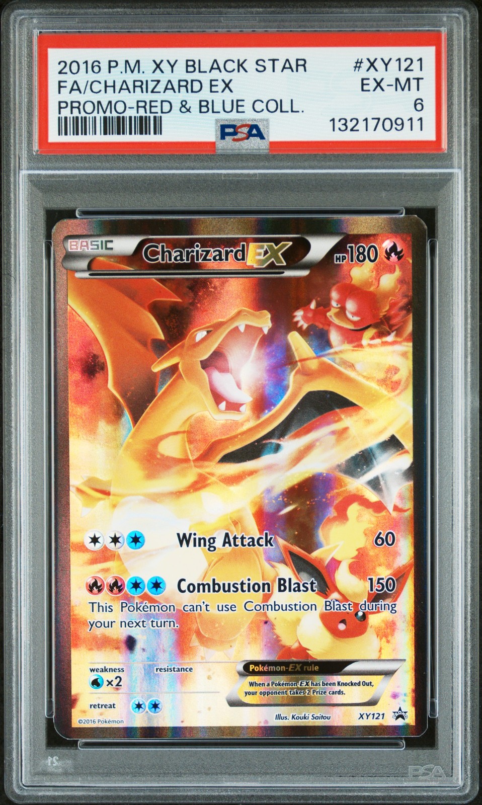 2016 Pokemon XY Black Star Promo Full Art/Charizard EX Red & Blue Collection XY121
