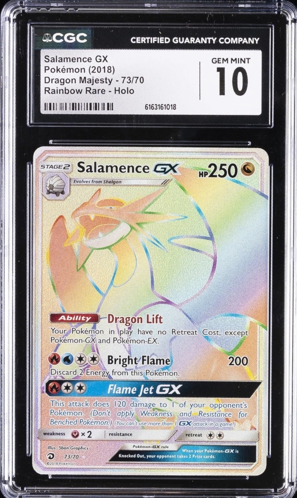 2018 Dragon Majesty - English Salamence GX Secret Rare Rainbow Rare Holo 73/70