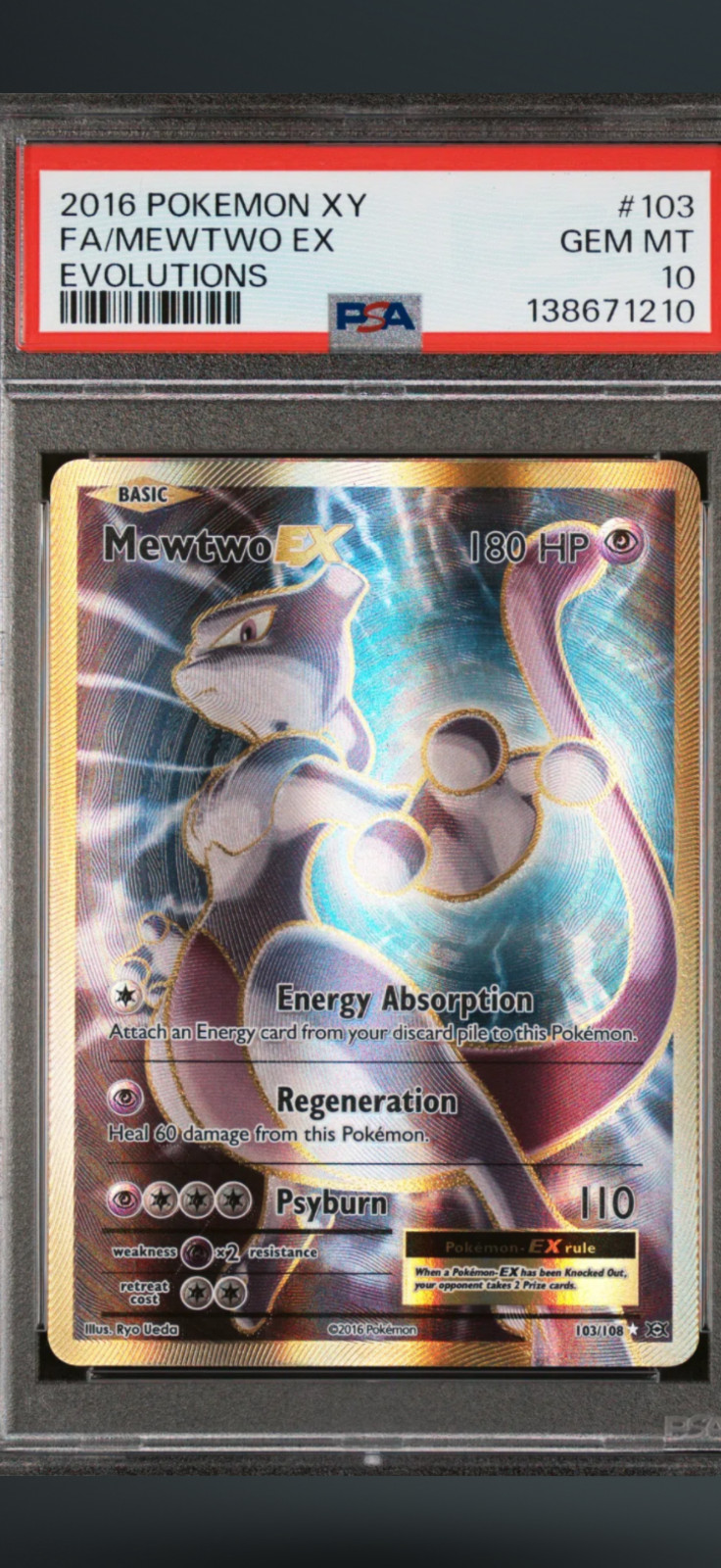 2016 Pokemon XY Evolutions Full Art/Mewtwo EX 103