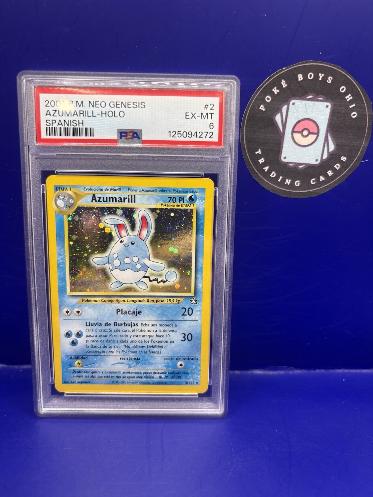 2001 Pokemon Spanish Neo Genesis Azumarill-Holo 2