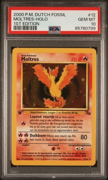 2000 Pokemon Dutch Fossil Moltres-Holo 1st Edition 12