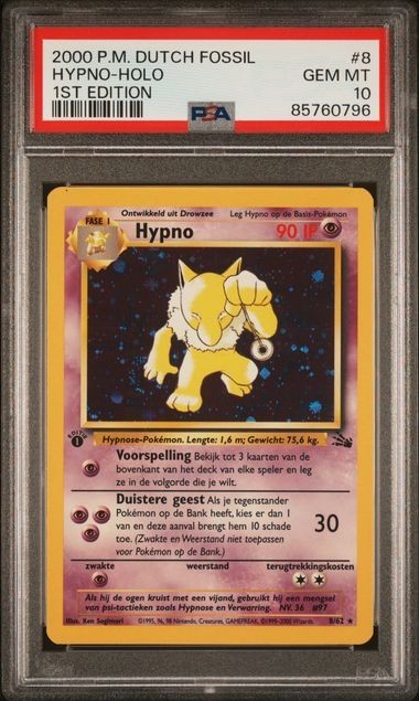 2000 Pokemon Dutch Fossil Hypno-Holo 1st Edition 8