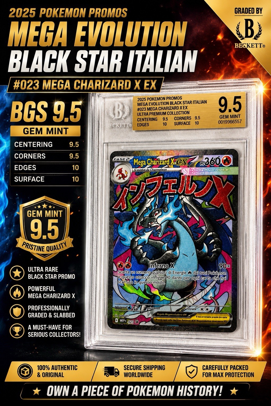 2025 Pokemon TCG Mega Evolution Black Star Promos Italian Mega Charizard X ex/(Mega Charizard X ex Ultra Premium Collection) 023