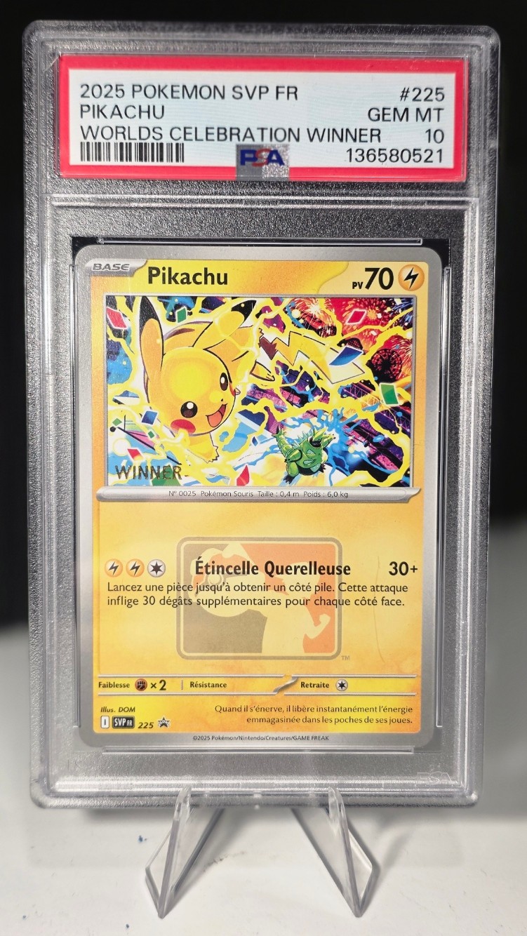 2025 Pokemon French Svp FR-SV Black Star Promo Pikachu Worlds Celebration Tournament Winner 225