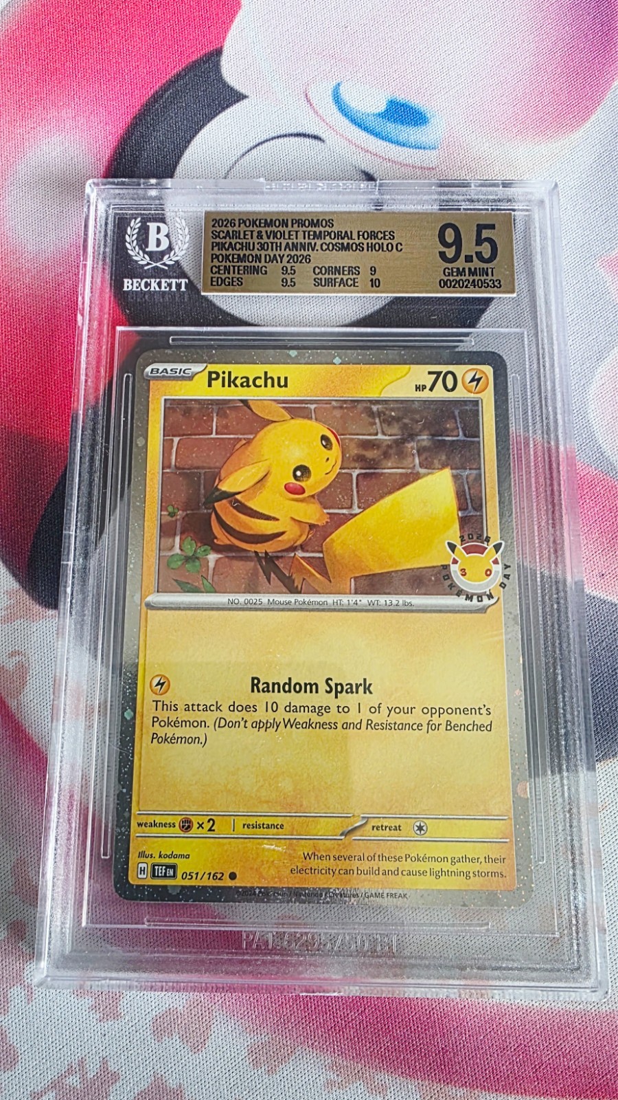 2026 Pokemon TCG Scarlet & Violet Temporal Forces Promos Pikachu STAMP [30th Anniversary] COSMOS HOLO C/(Pokemon Day 2026 Collection) 051