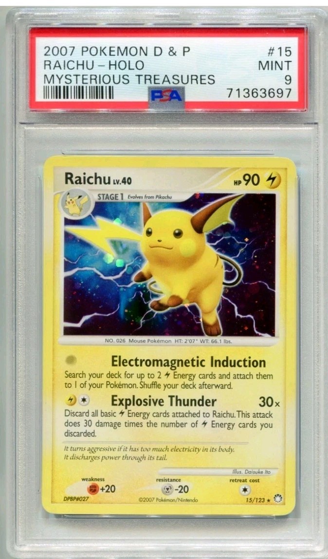 2007 Pokemon Diamond & Pearl Mysterious Treasures Raichu-Holo 15