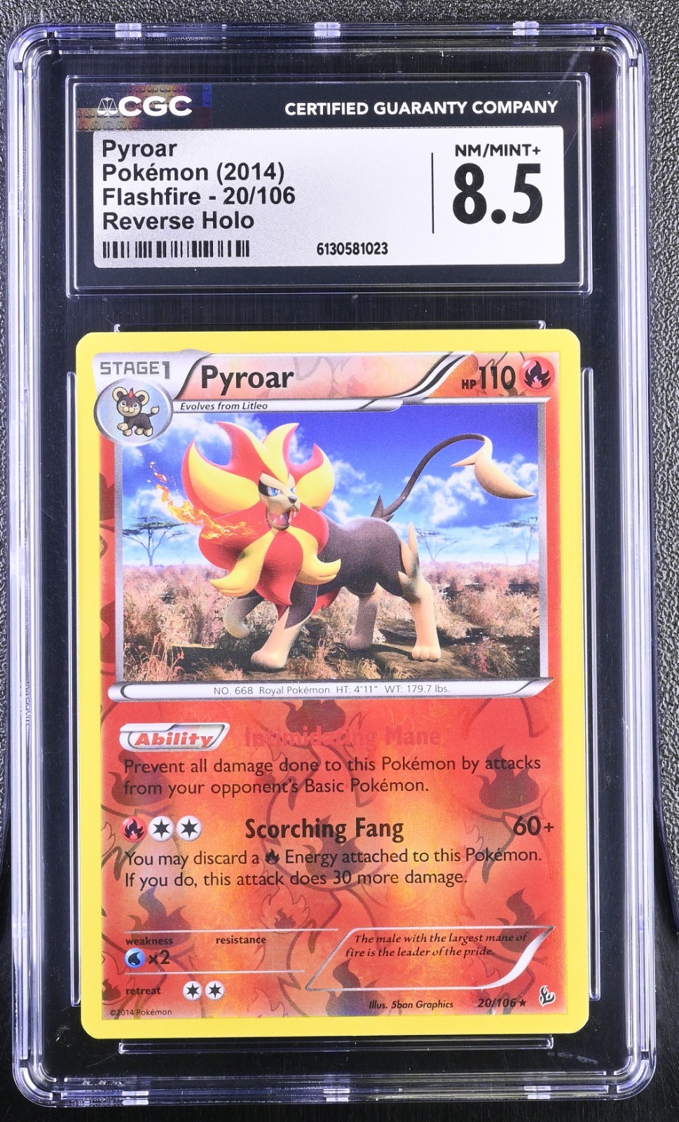 2014 Flashfire - English Pyroar Rare Reverse Holo 20/106