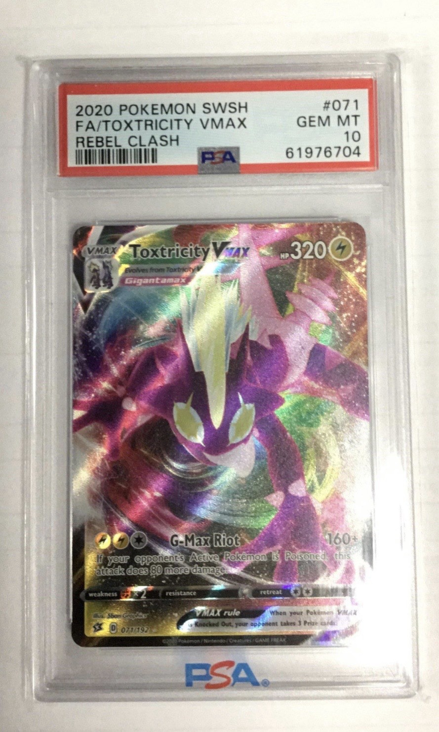 2020 Pokemon Sword & Shield Rebel Clash Full Art/Toxtricity Vmax 071