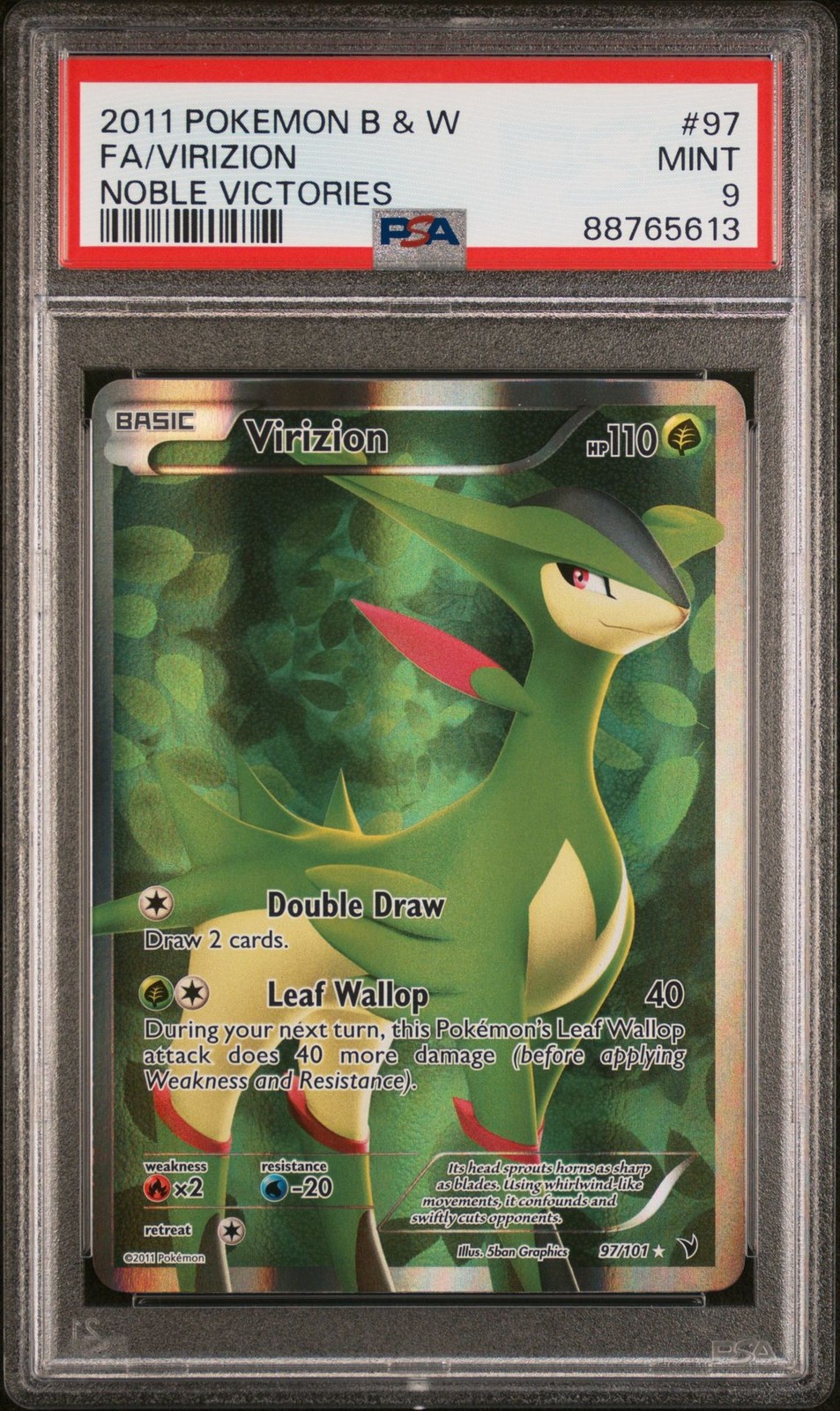 2011 Pokemon Black & White Noble Victories Full Art/Virizion 97