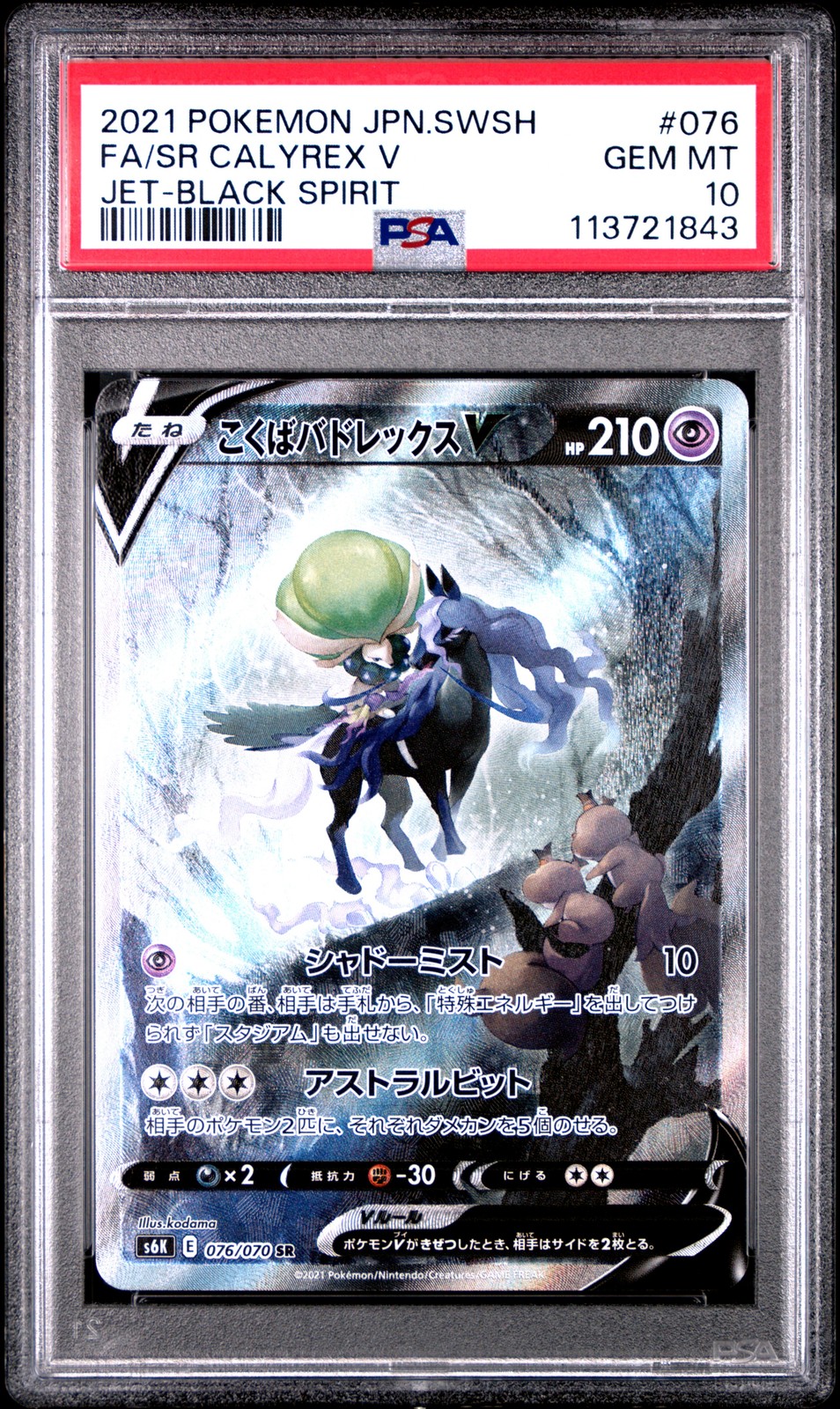 2021 Pokemon Japanese Sword & Shield Jet-Black Spirit Full Art/Shadow Rider Calyrex V 076