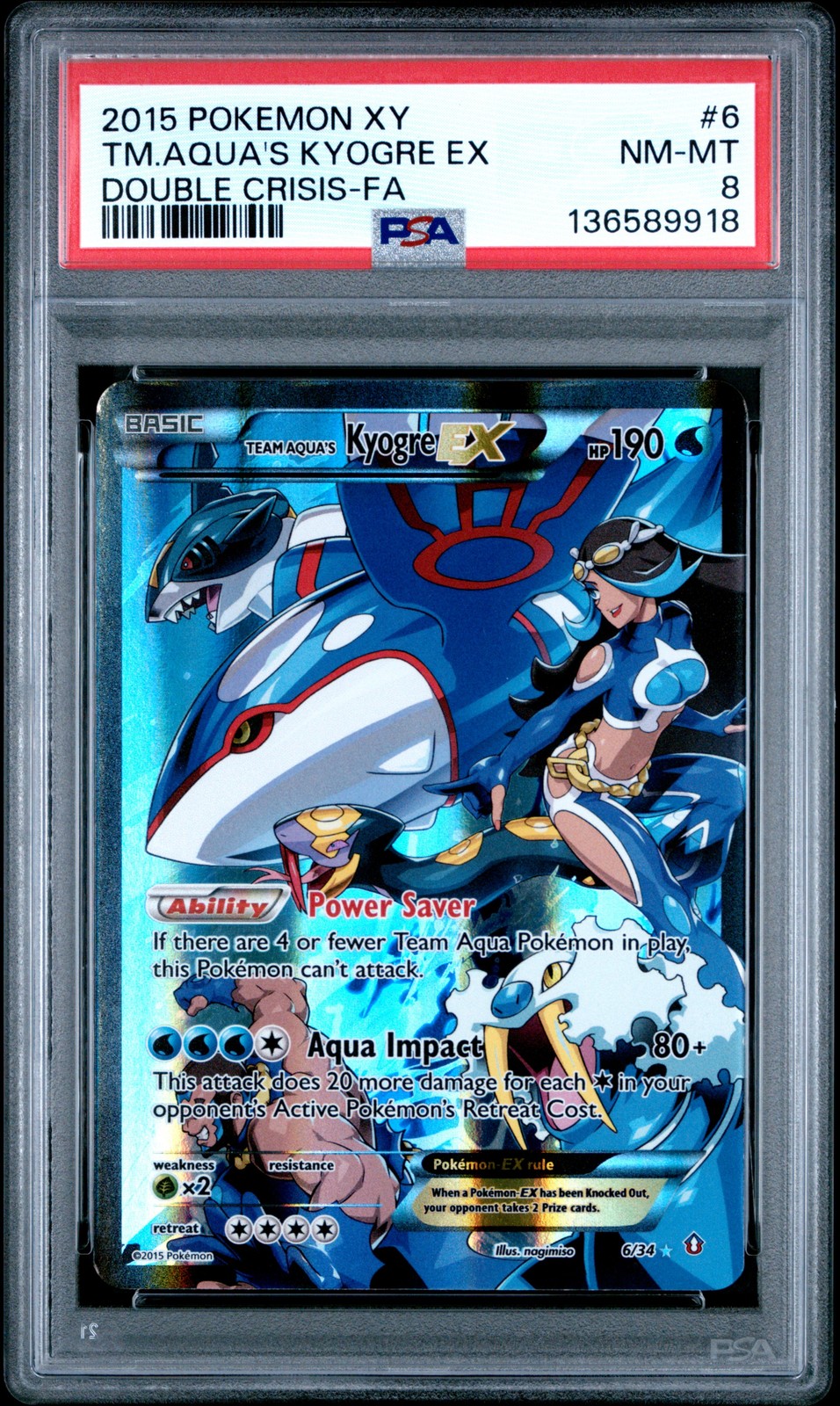 2015 Pokemon XY Double Crisis Full Art/Team Aqua's Kyogre EX 6