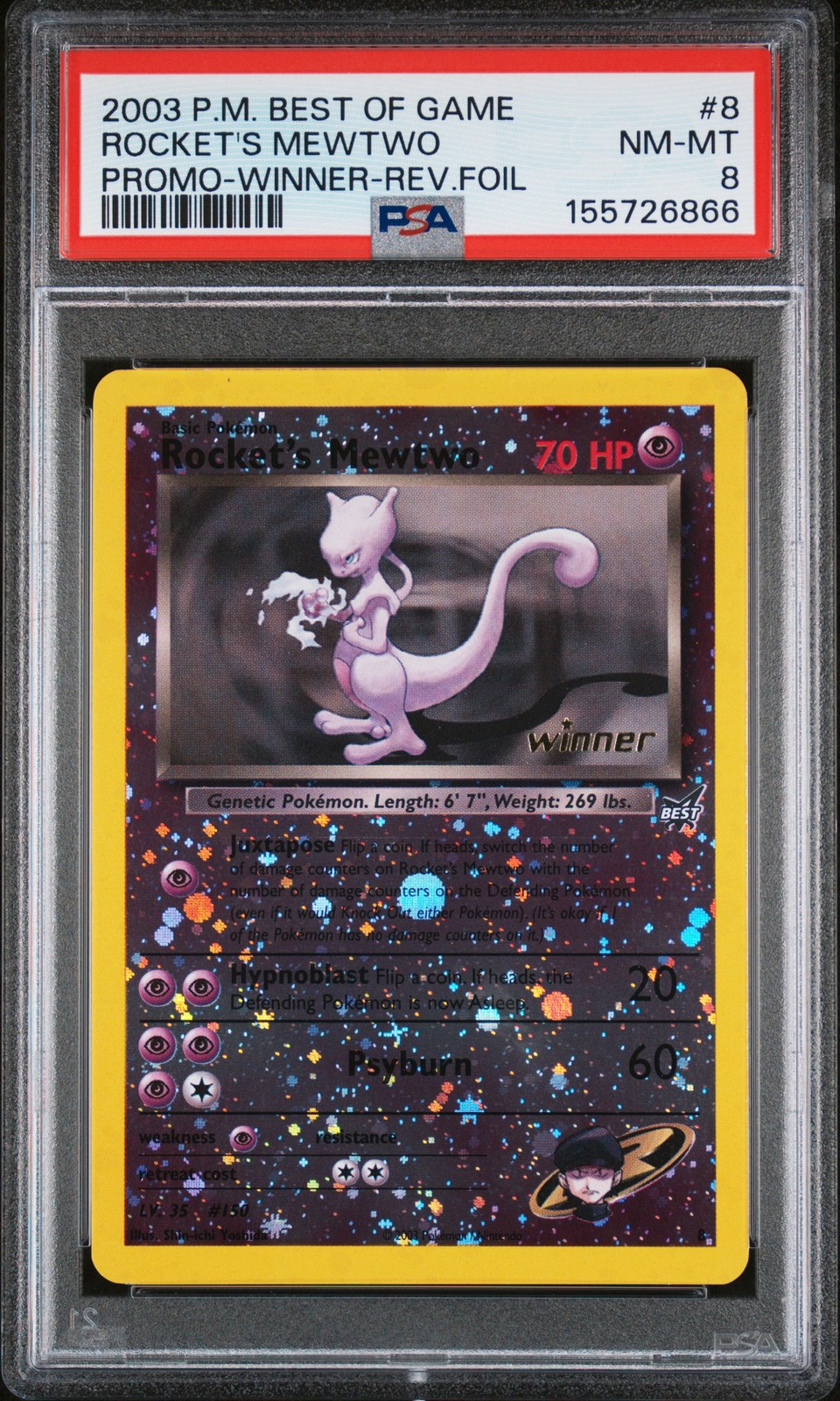 2003 Pokemon Best of Game Promo Rocket's Mewtwo-Reverse Foil Winner 8