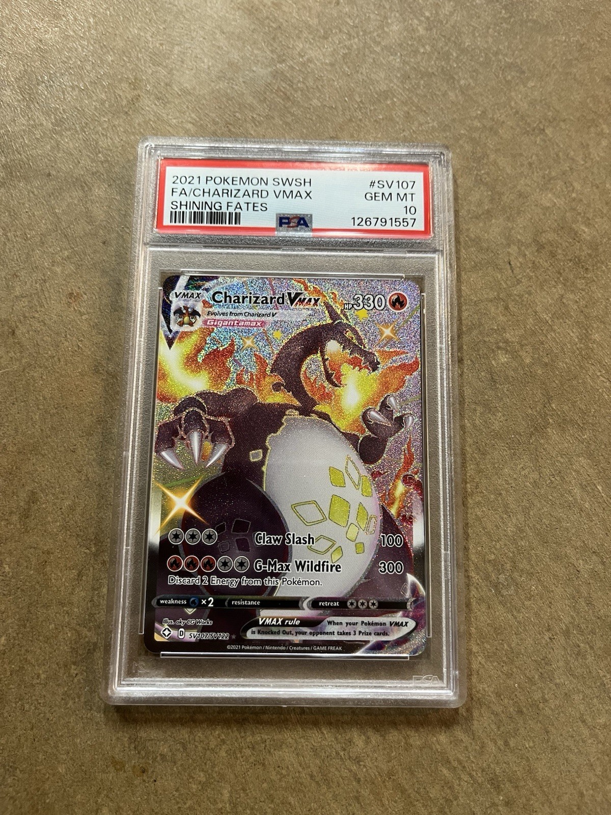 2021 Pokemon Sword & Shield Shining Fates Full Art/Charizard Vmax SV107