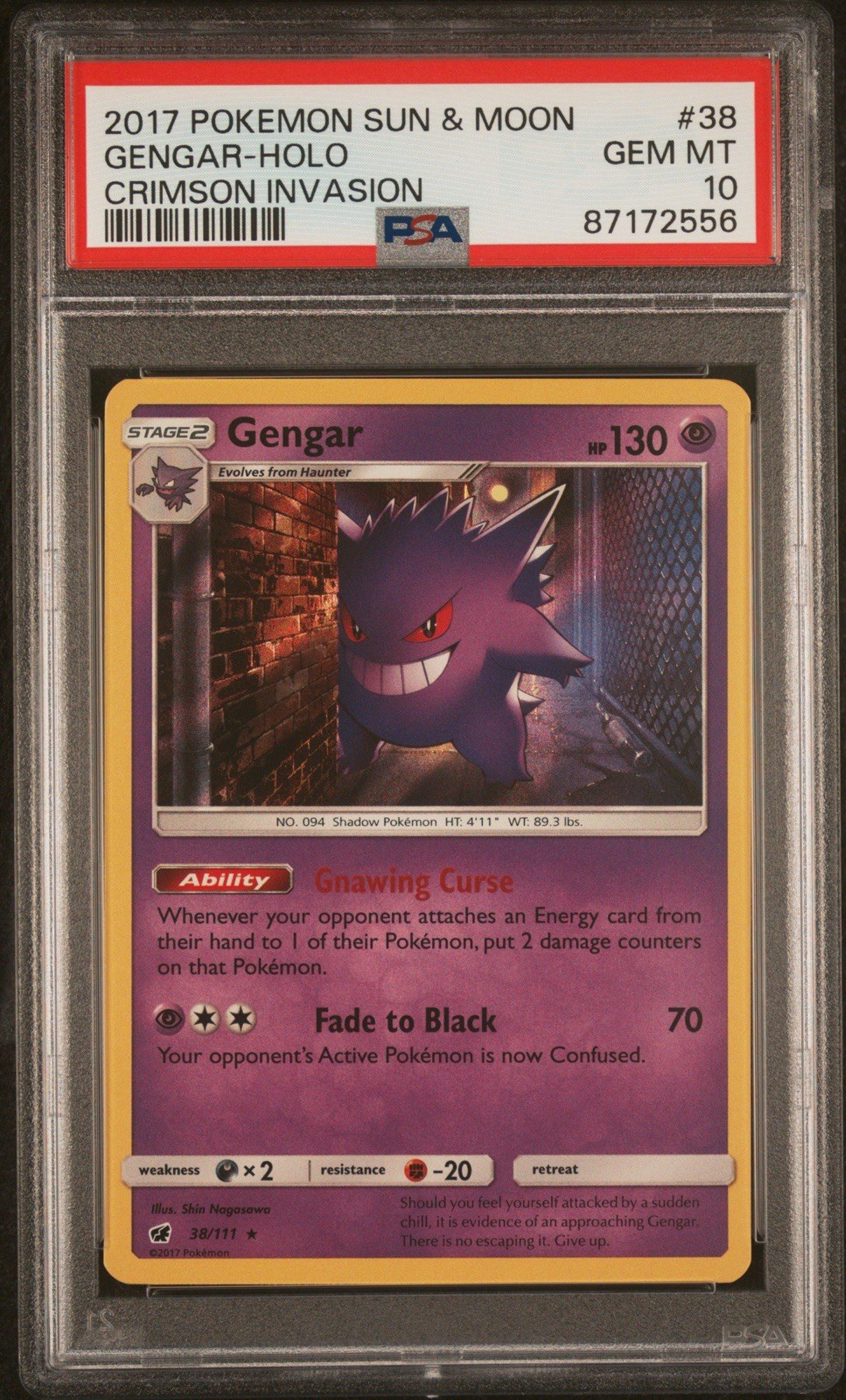 2017 Pokemon Sun & Moon Crimson Invasion Gengar-Holo 38