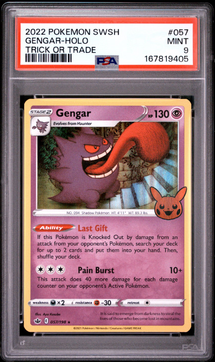 2021 Pokemon Sword & Shield Chilling Reign Gengar-Holo Trick or Trade 2022 057