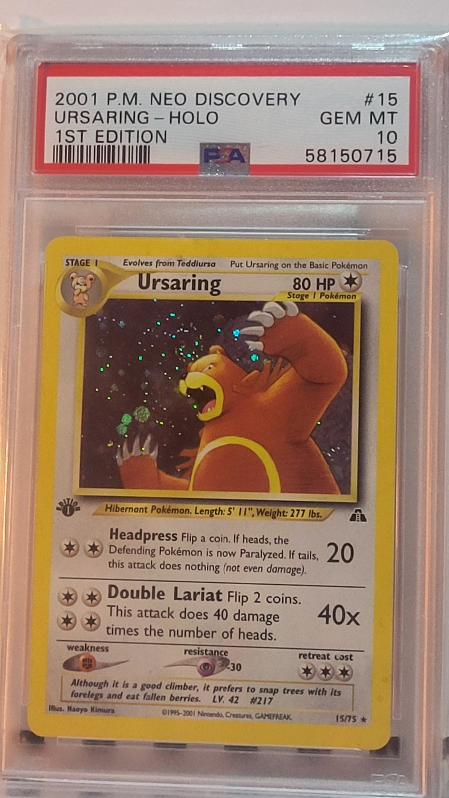 2001 Pokemon Neo Discovery Ursaring-Holo 1st Edition 15